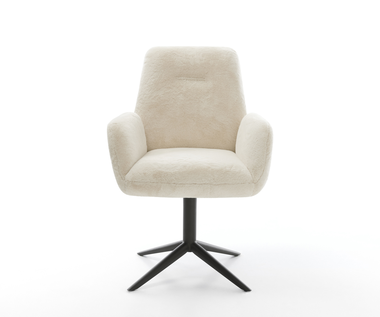 Jedálenská stolička Zoa-Flex plyšový manšester krémovo biela krížová podstava čierna 360° otočný hojdacia funkcia vrecková pružina - Image 2