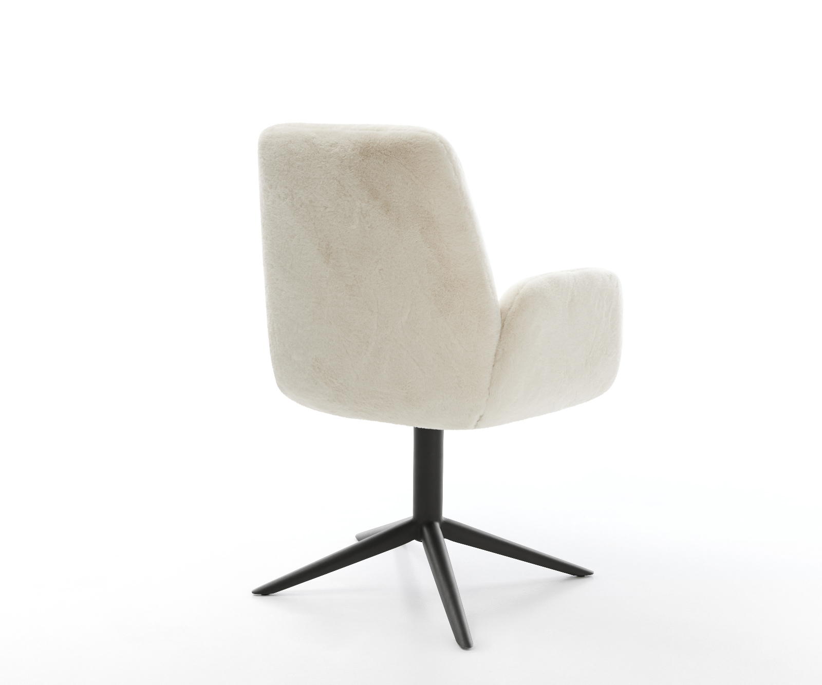 Jedálenská stolička Zoa-Flex plyšový manšester krémovo biela krížová podstava čierna 360° otočný hojdacia funkcia vrecková pružina - Image 5