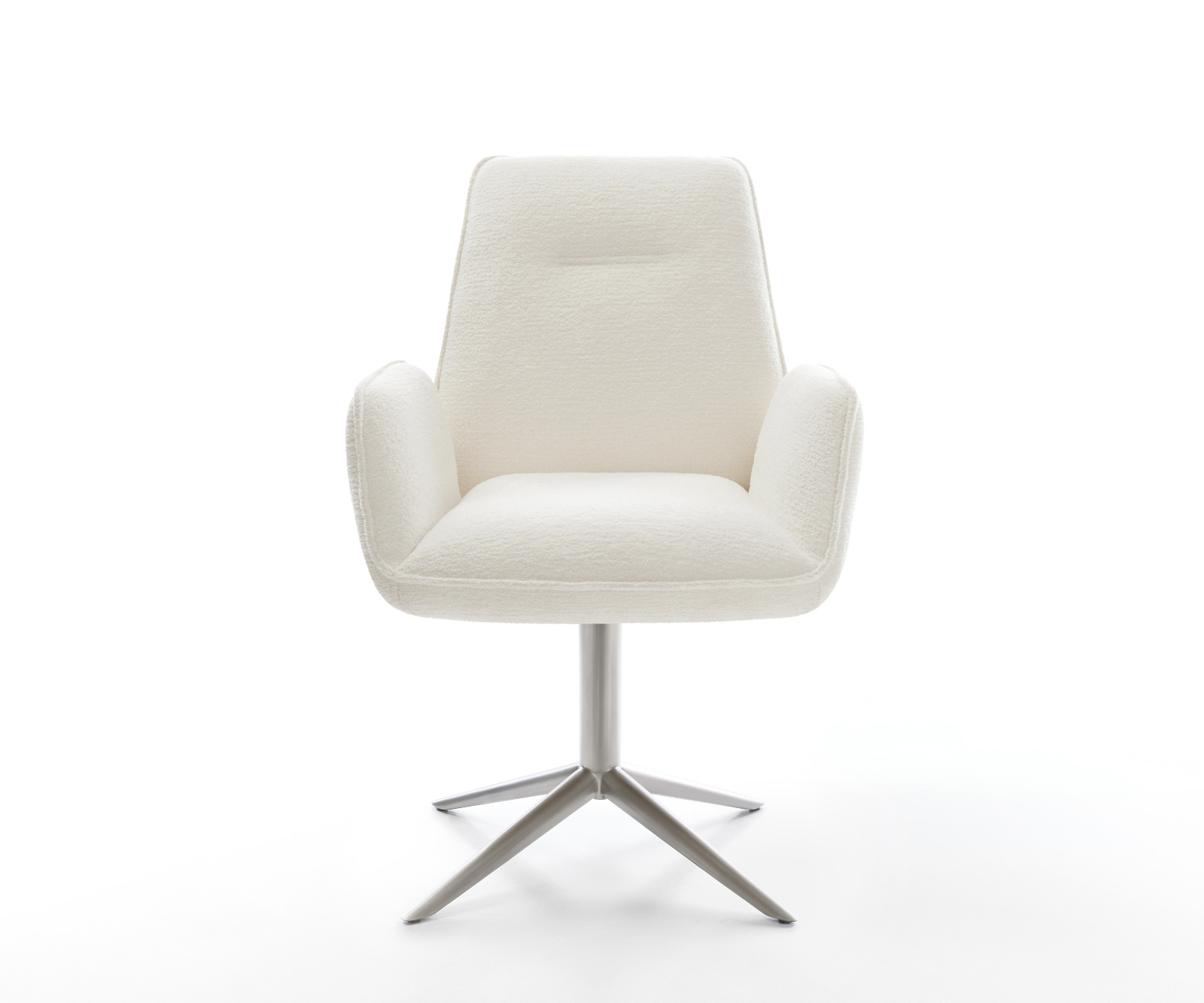 Jedálenská stolička Zoa-Flex bouclé mäkký béžová podstava nerezová oceľ 360° otočný hojdacia funkcia vrecková pružina - Image 2