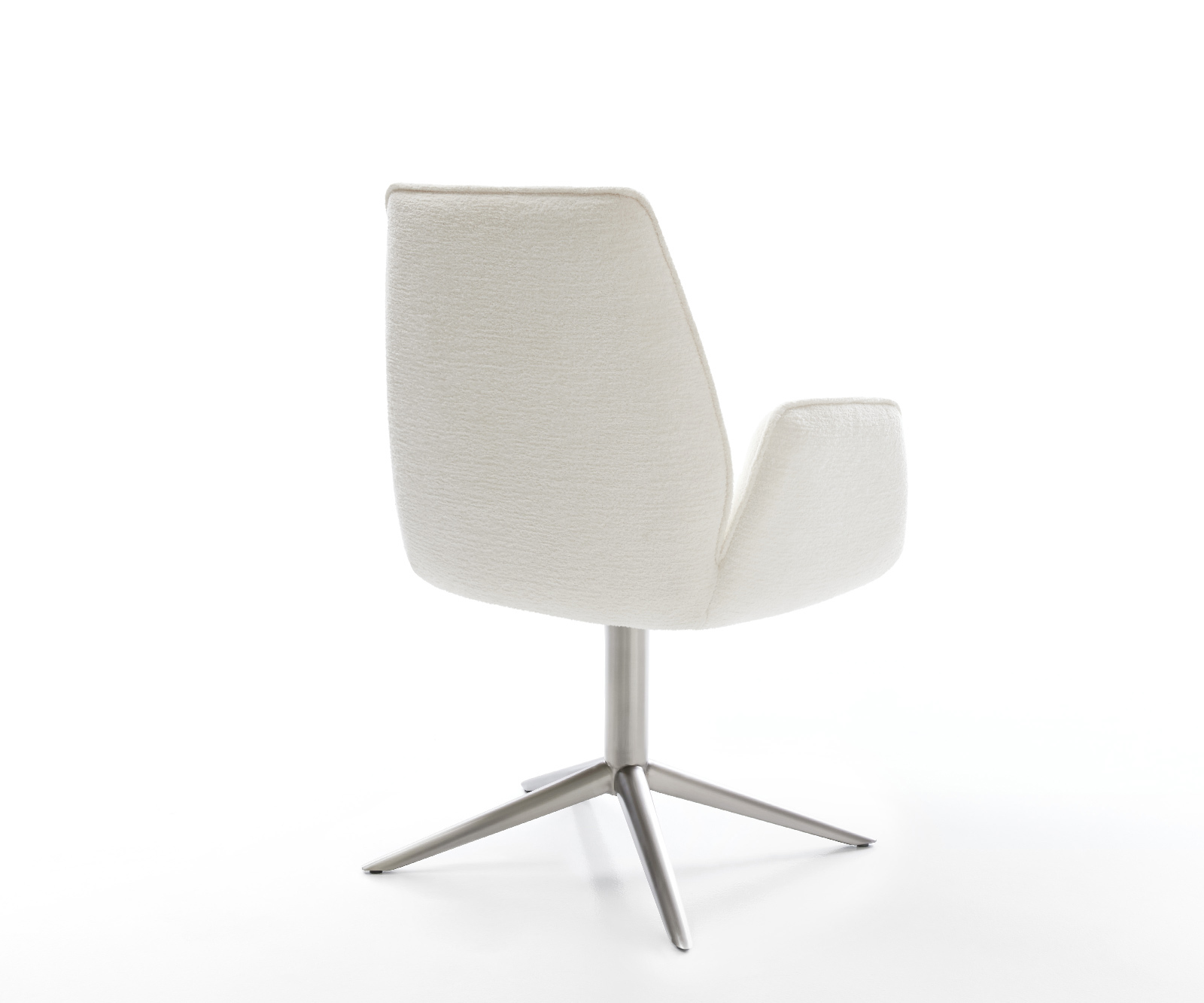 Jedálenská stolička Zoa-Flex bouclé mäkký béžová podstava nerezová oceľ 360° otočný hojdacia funkcia vrecková pružina - Image 5