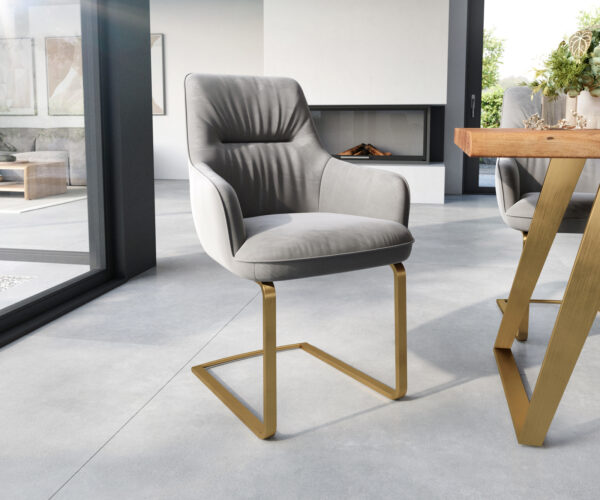 Konzolová jedálenská stolička Zelia-Flex s opierkami zamat sivá konzolová jedálenská stolička plochá zlatá vrecková pružina