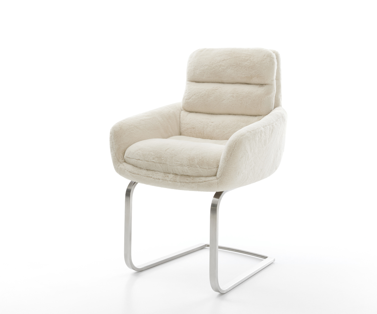 Konzolová jedálenská stolička Abelia-Flex s opierkami plyšový manšester krémovo biela konzolová jedálenská stolička plochý nerezová oceľ