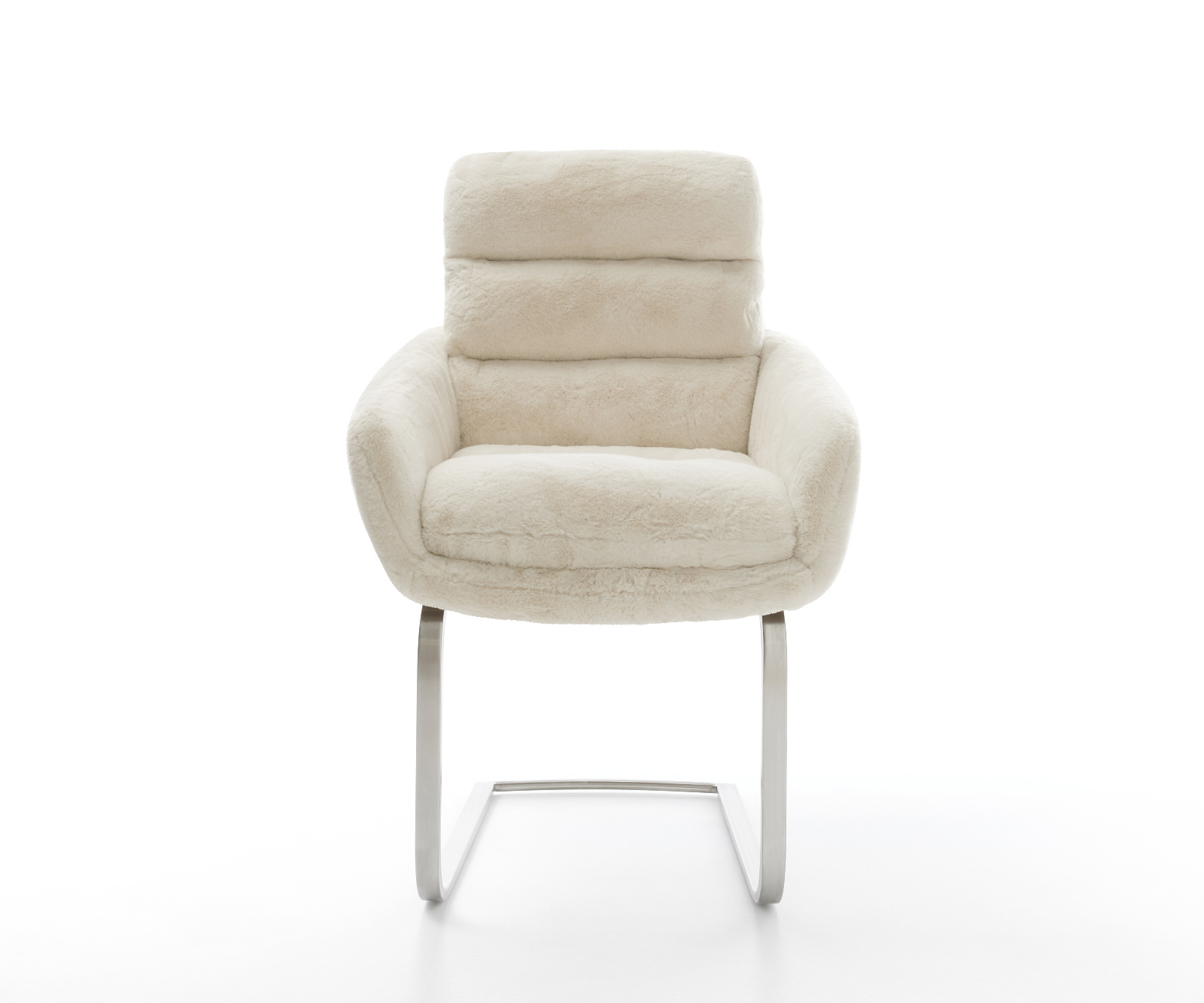 Konzolová jedálenská stolička Abelia-Flex s opierkami plyšový manšester krémovo biela konzolová jedálenská stolička plochý nerezová oceľ - Image 2