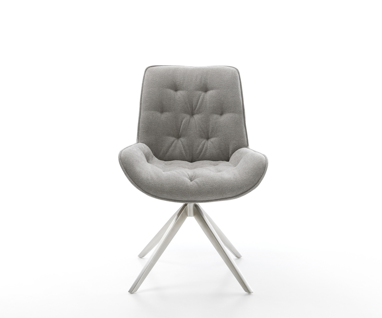 Jedálenská stolička Taimi-Flex texturovaná látka mäkký sivá krížová podstava široká nerezová oceľ otočný 360° hojdacia funkcia - Image 2