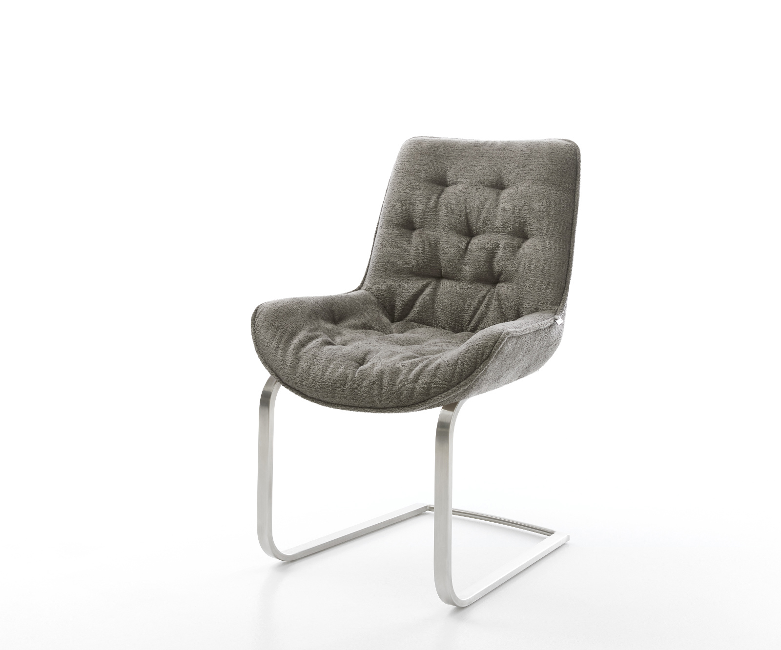 Konzolová jedálenská stolička Taimi-Flex bouclé mäkký tmavobéžová konzolová jedálenská stolička plochý nerezová oceľ