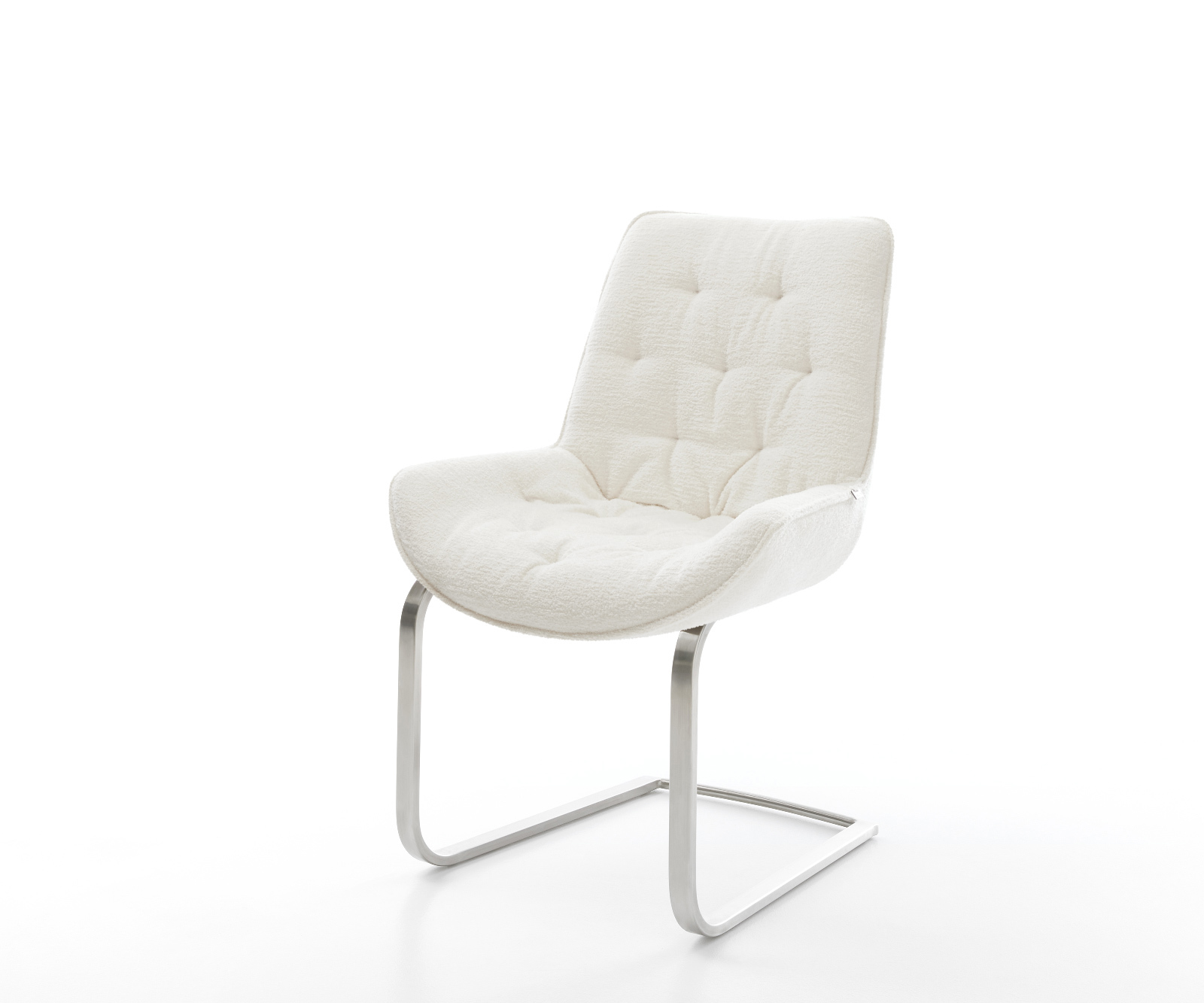 Konzolová jedálenská stolička Taimi-Flex bouclé mäkký béžová konzolová jedálenská stolička plochý nerezová oceľ