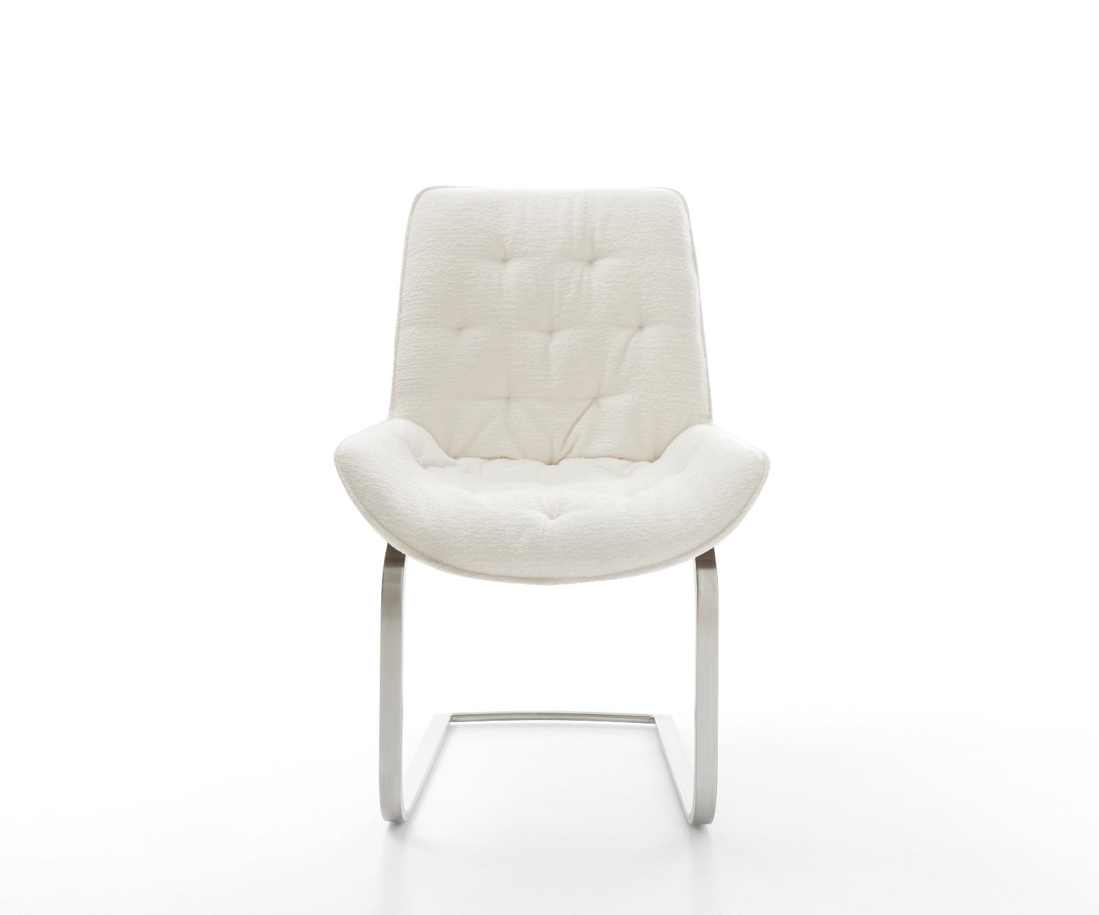 Konzolová jedálenská stolička Taimi-Flex bouclé mäkký béžová konzolová jedálenská stolička plochý nerezová oceľ - Image 2