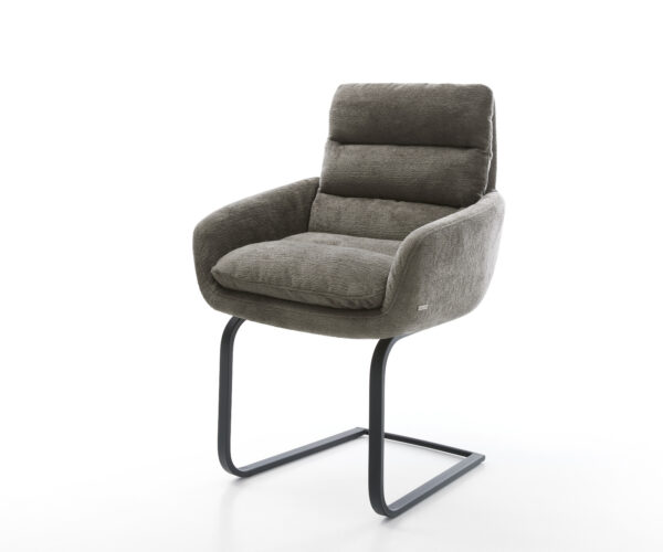 Konzolová jedálenská stolička Abelia-Flex s opierkami bouclé mäkký tmavobéžová konzolová jedálenská stolička plochá čierna