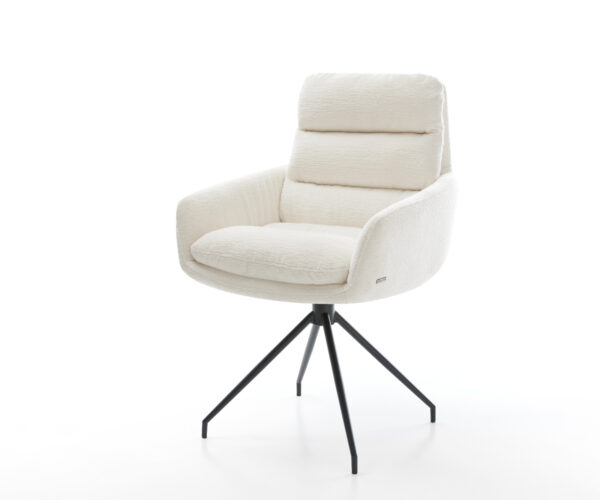 Jedálenská stolička Abelia-Flex s opierkami bouclé mäkký béžová krížová podstava zúžená čierna