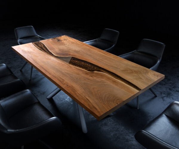 Stolová doska Walnuss prírodná 200 cm epoxid hnedá metalická unikát č. 32335