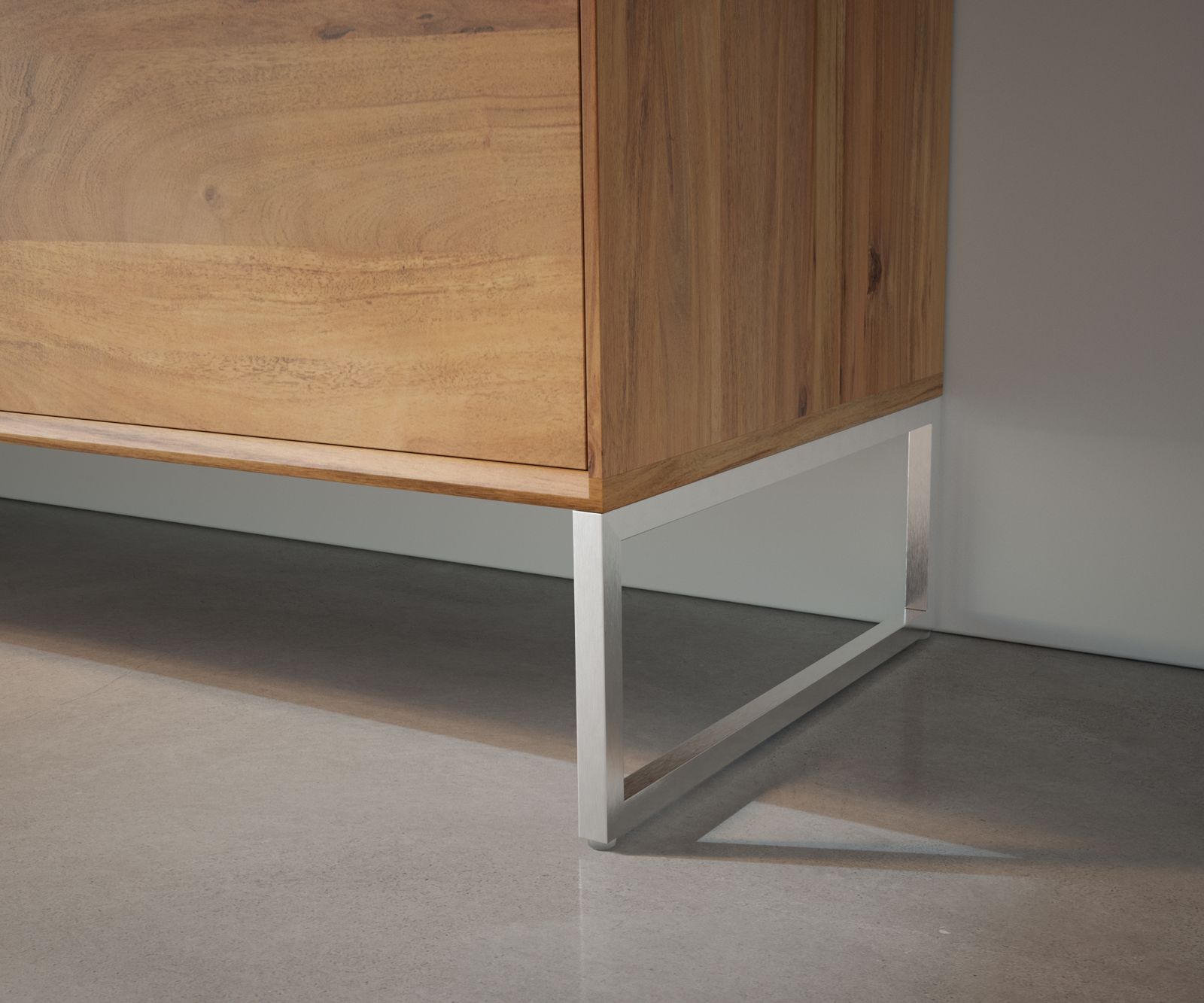 Podstava šikmá úzka 15 cm nerezová oceľ kefovaná pre skrine hĺbky 40 cm (2-dielna sada) - Image 2