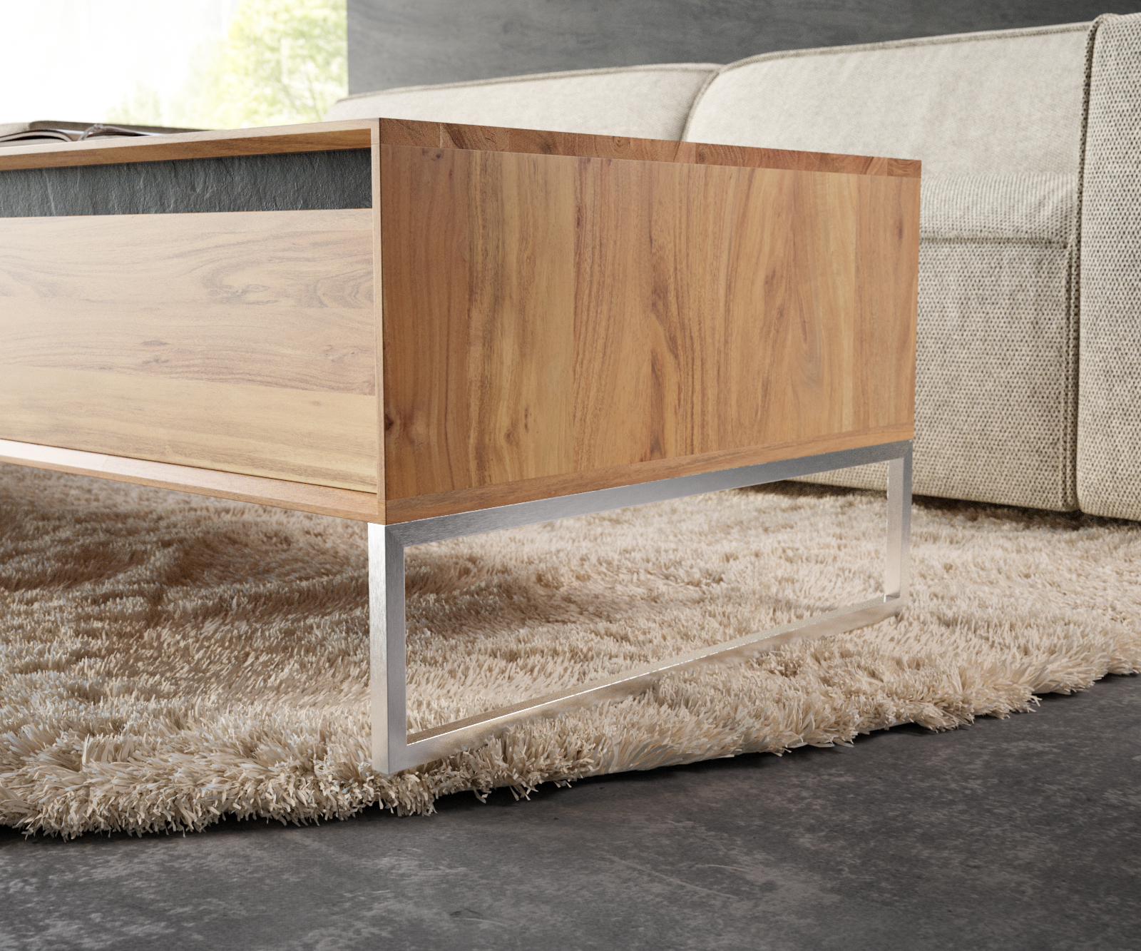 Podstava šikmá úzka 20 cm nerezová oceľ kefovaná pre skrine hĺbky 60 cm (2-dielna sada) - Image 2