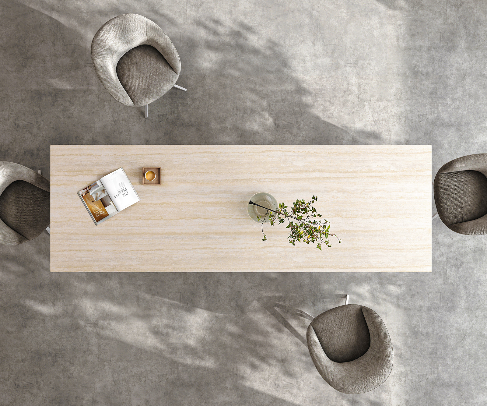 Jedálenský stôl Edge 300x100 keramika Laminam® Travertino Bianco krémovo biela Spider kov biela - Image 7