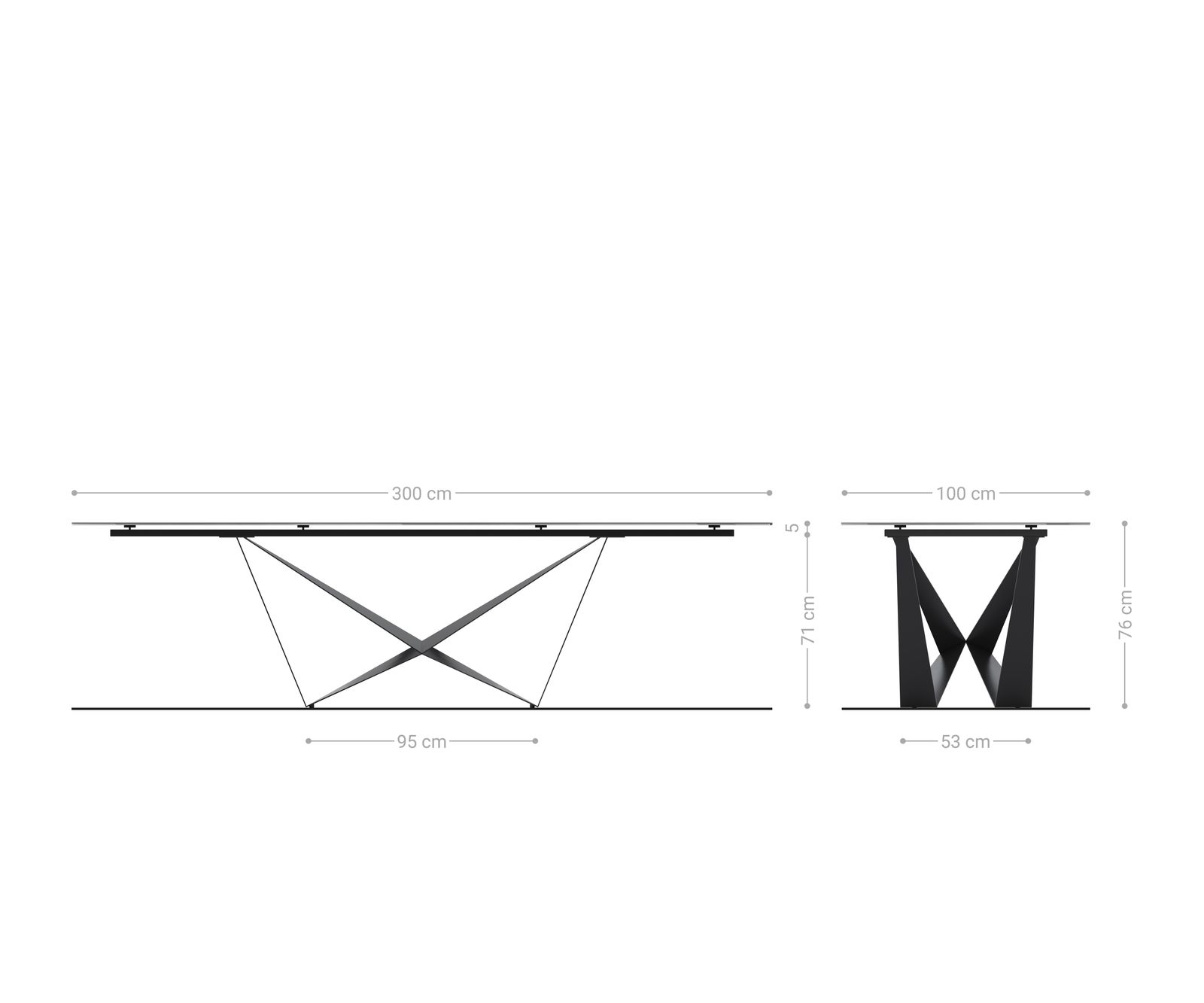 Jedálenský stôl Edge 300x100 keramika Laminam® Travertino Bianco krémovo biela Spider kov biela - Image 9