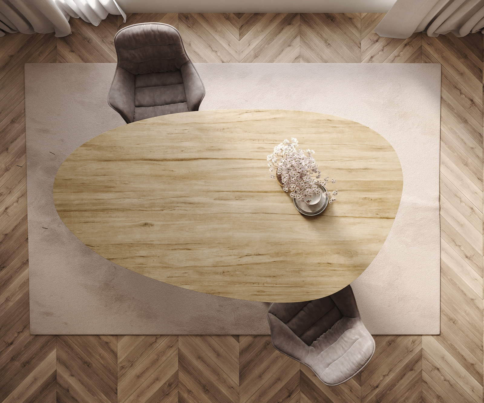 Jedálenský stôl Edge oválny 220x120 cm keramika Laminam® sabbia dubová farba kov šikmý čierna - Image 6