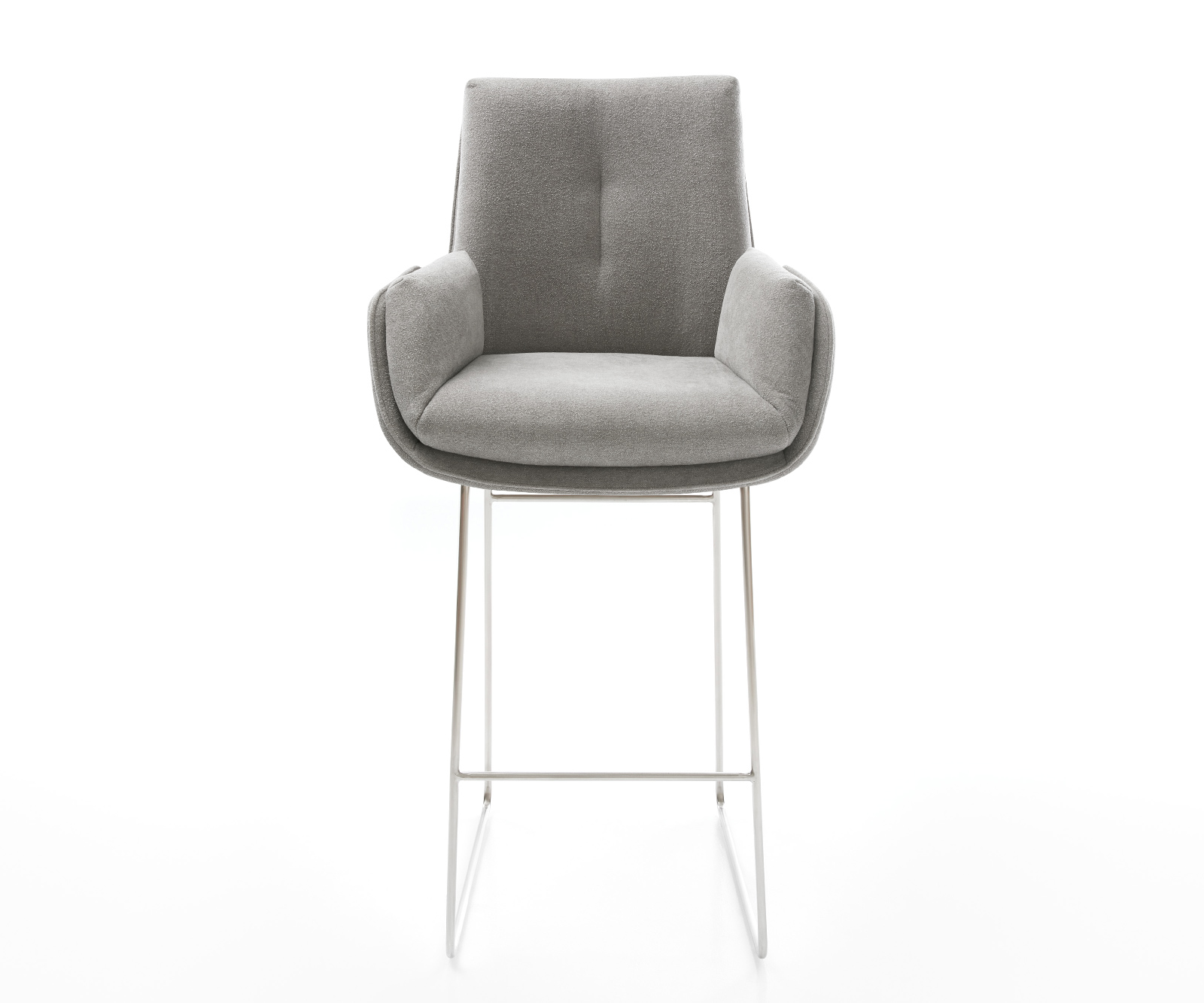 Barová stolička Clea-Flex texturovaná látka mäkká sivá tenká podstava nerezová oceľ - Image 2