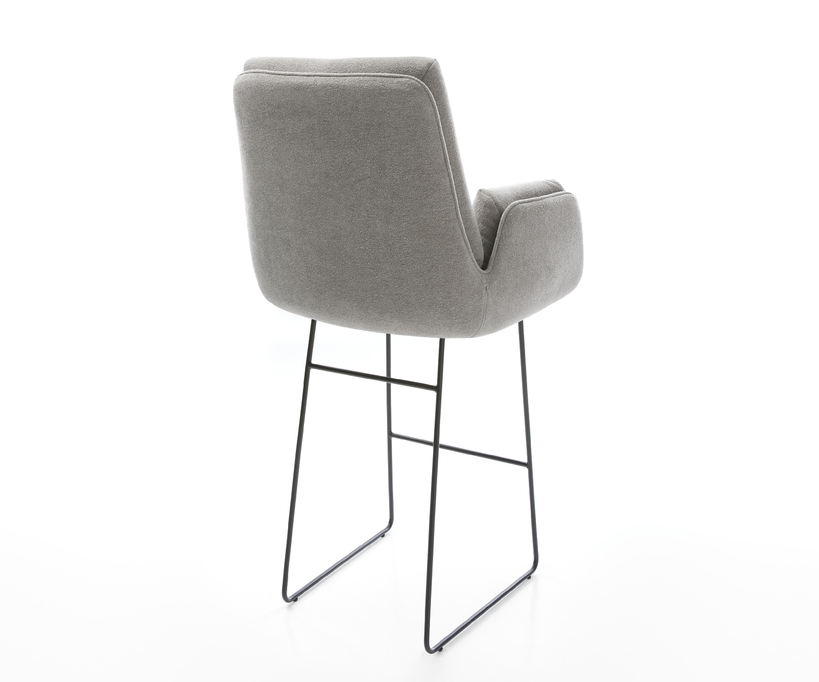 Barová stolička Clea-Flex texturovaná látka mäkký sivá tenká kovová podstava - Image 5