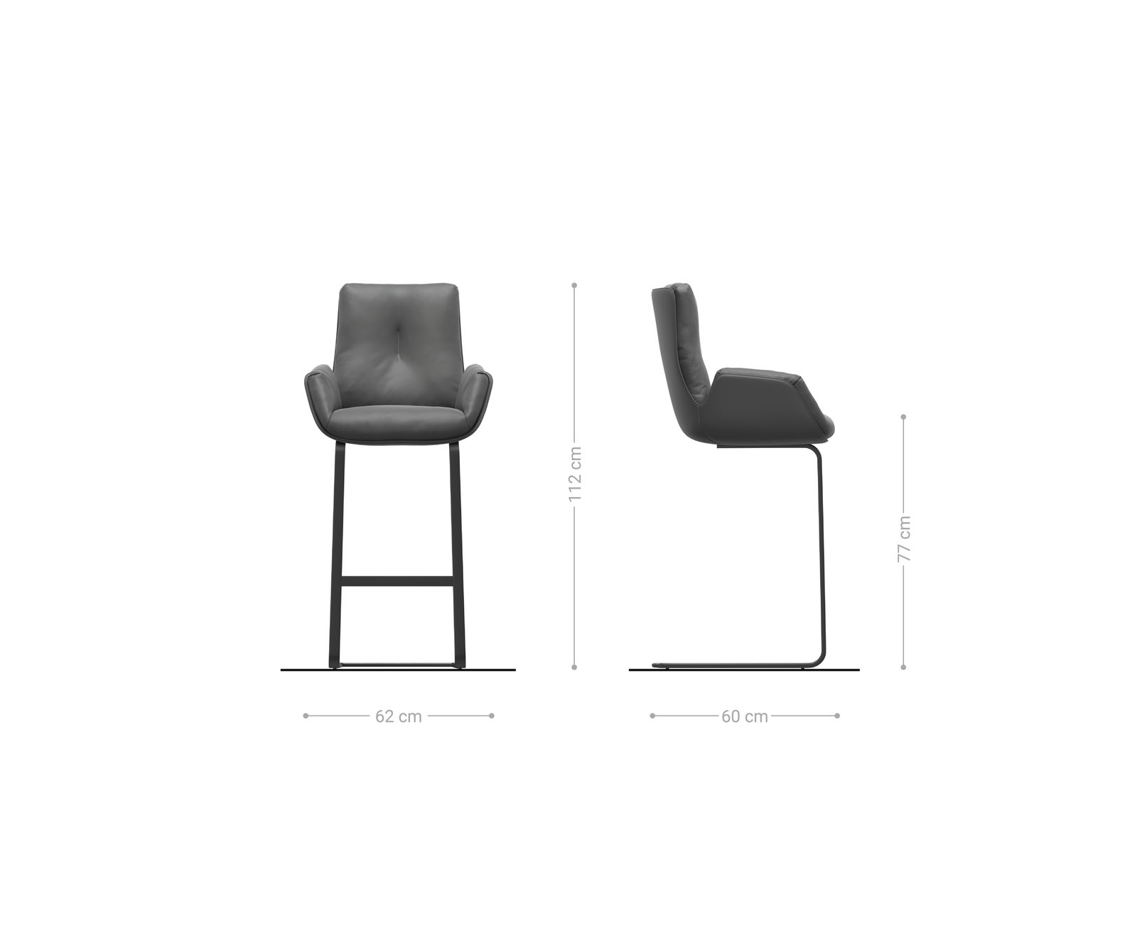 Barová stolička Clea-Flex texturovaná látka mäkký konzolová podstava plochý kov - Image 6