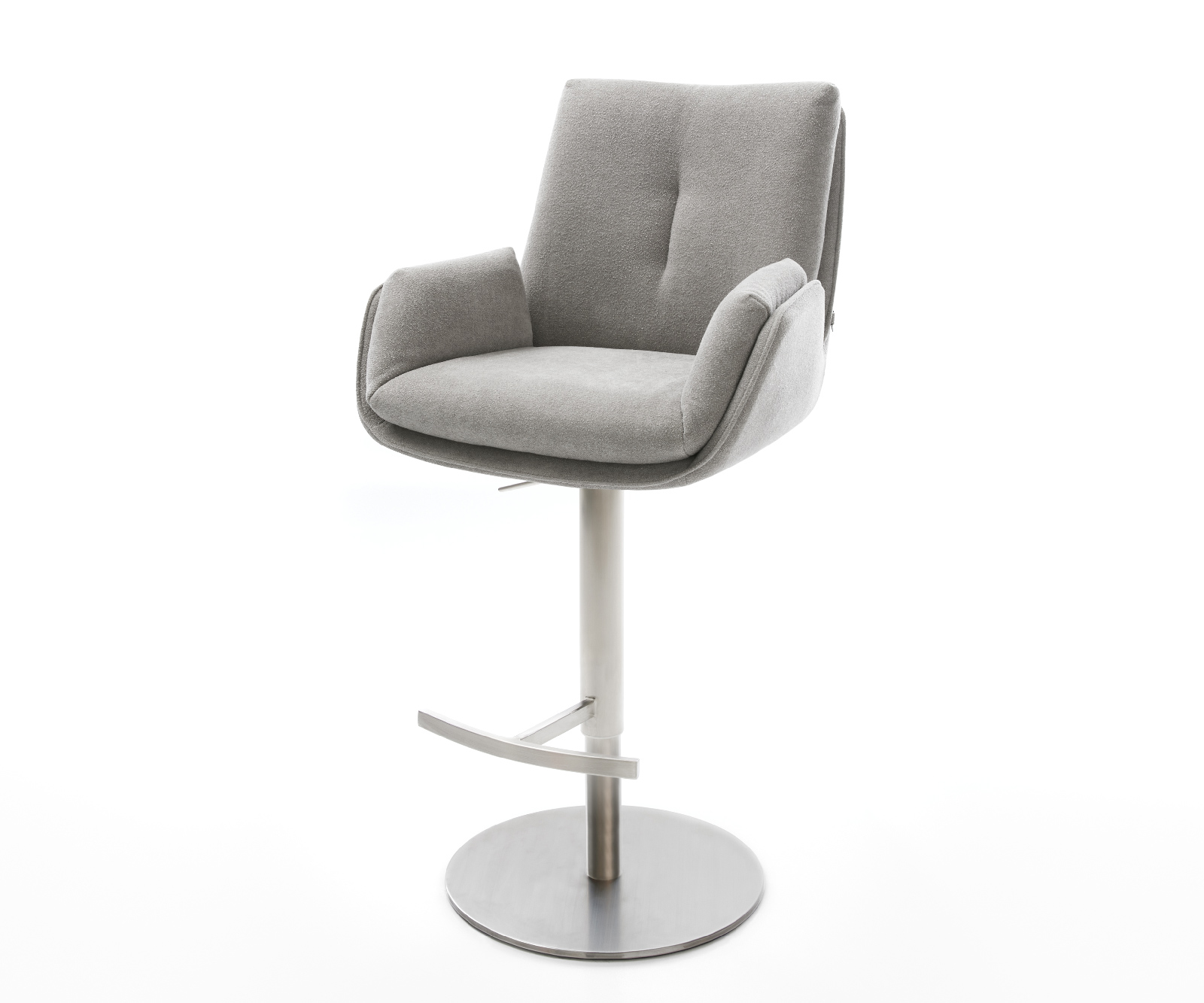 Barová stolička Clea-Flex texturovaná látka mäkký otočná podstava výškovo nastaviteľná nerezová oceľ otočný