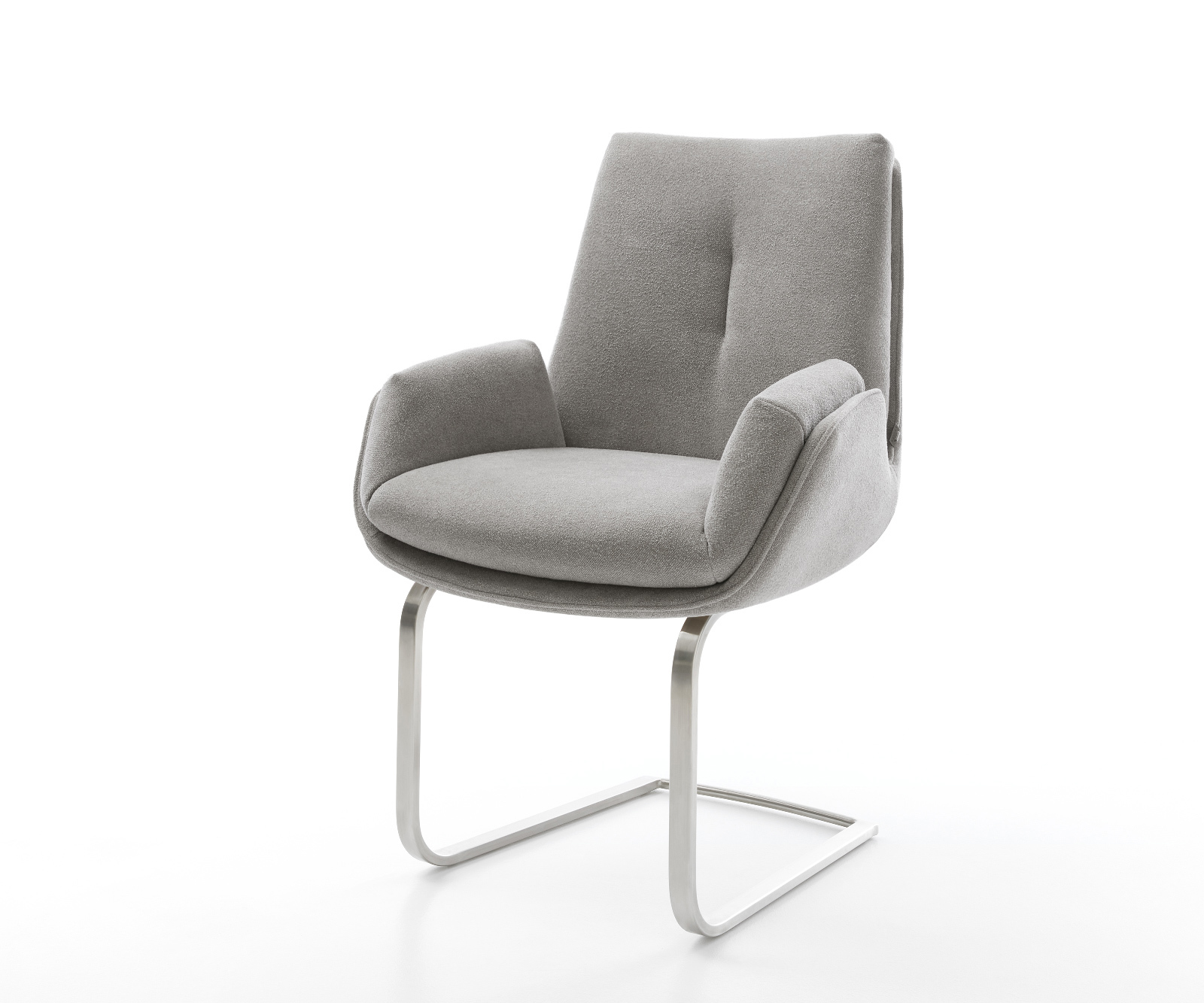 Konzolová jedálenská stolička Clea-Flex texturovaná látka mäkký sivá konzolová jedálenská stolička plochý nerezová oceľ