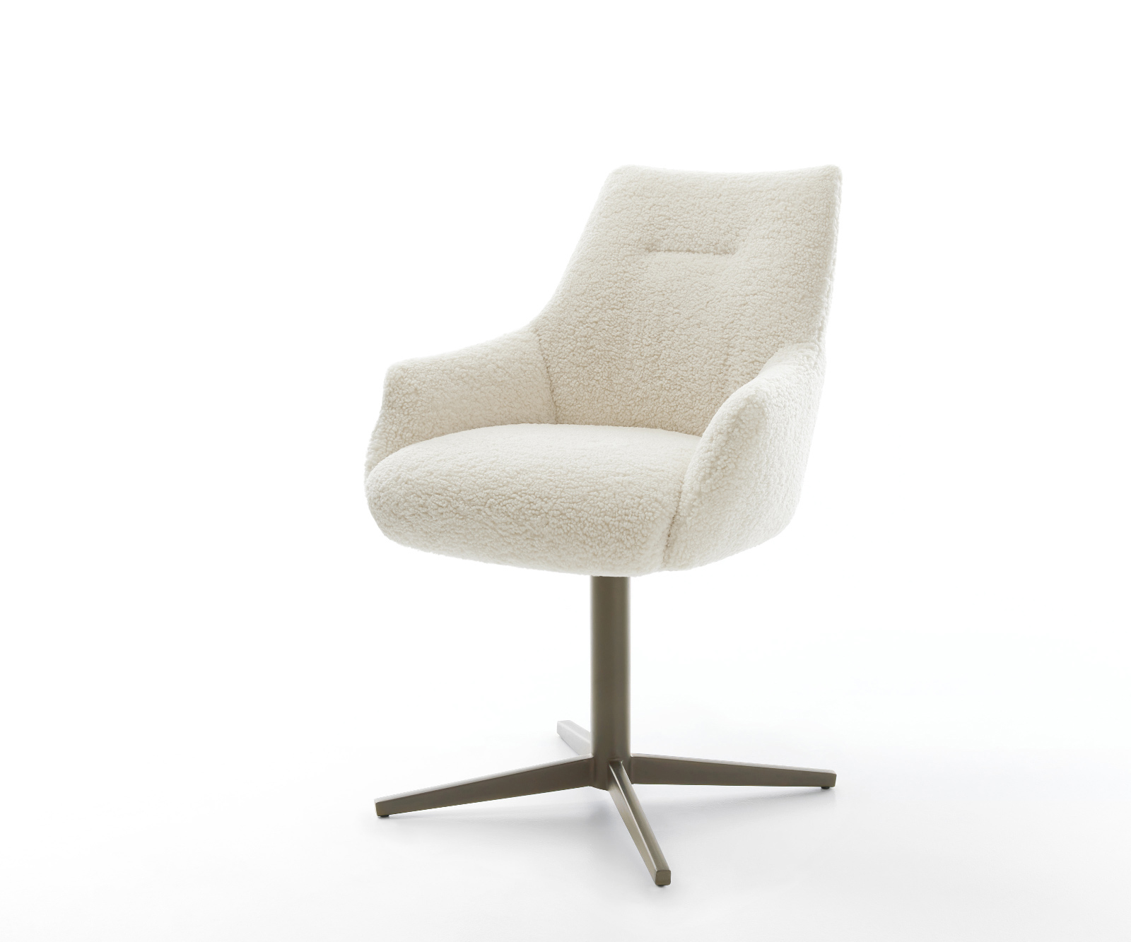 Jedálenská stolička Alja-Flex s opierkami teddy béžová podstava efektová titánová 360° otočná vrecková pružina