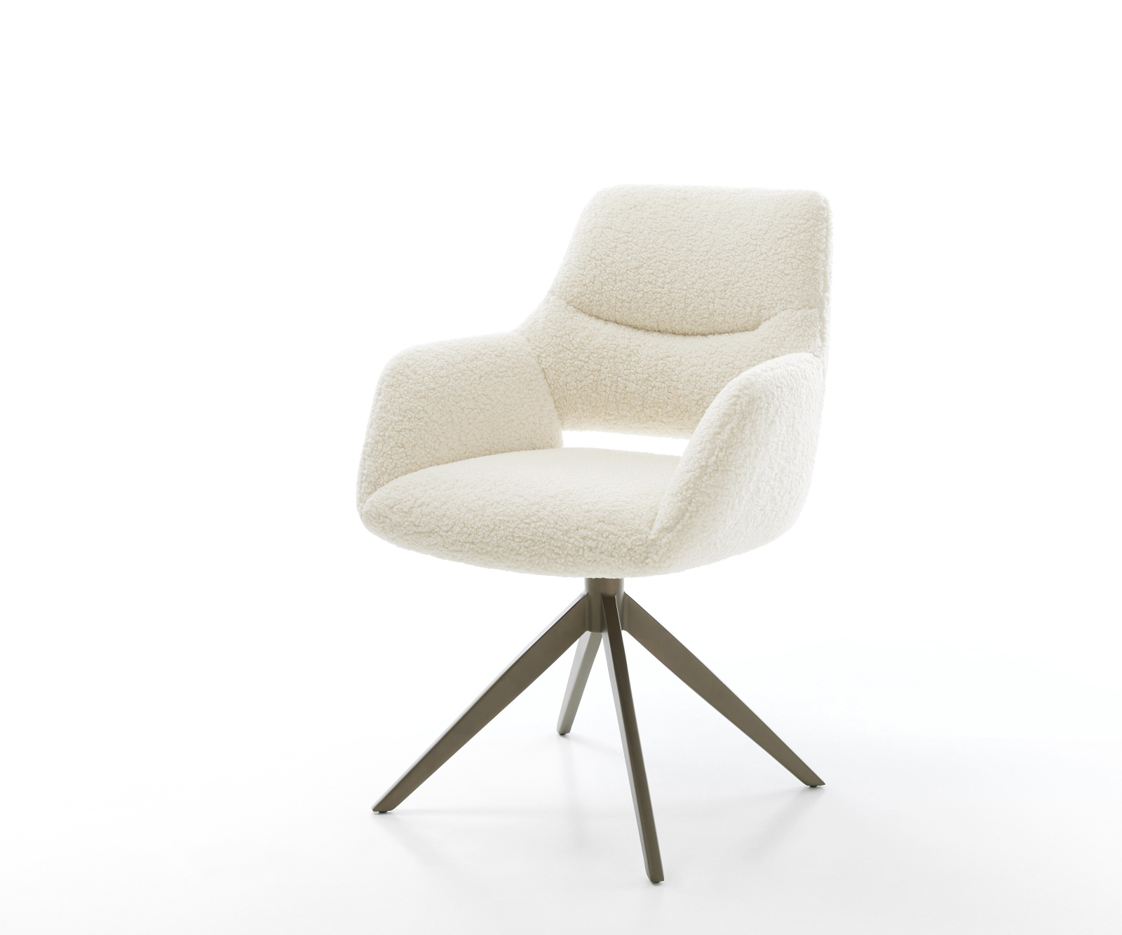 Jedálenská stolička Yago-Flex s opierkami teddy béžová krížová podstava široká titánová farba 360° otočný hojdacia funkcia vrecková pružina