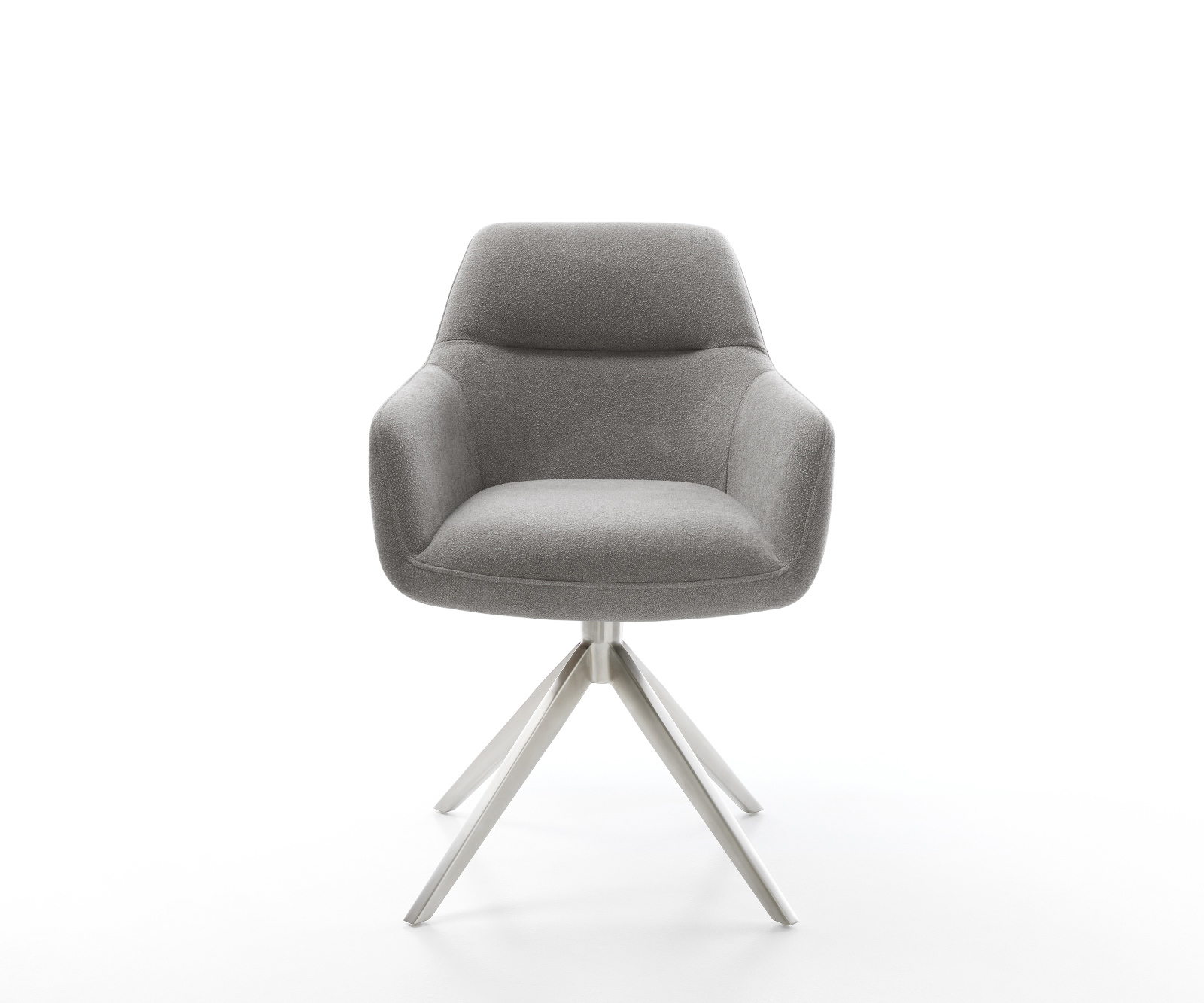 Jedálenská stolička Pejo-Flex štruktúrovaná látka mäkký sivá krížová podstava široká nerezová oceľ 360° otočný vrecková pružina - Image 2