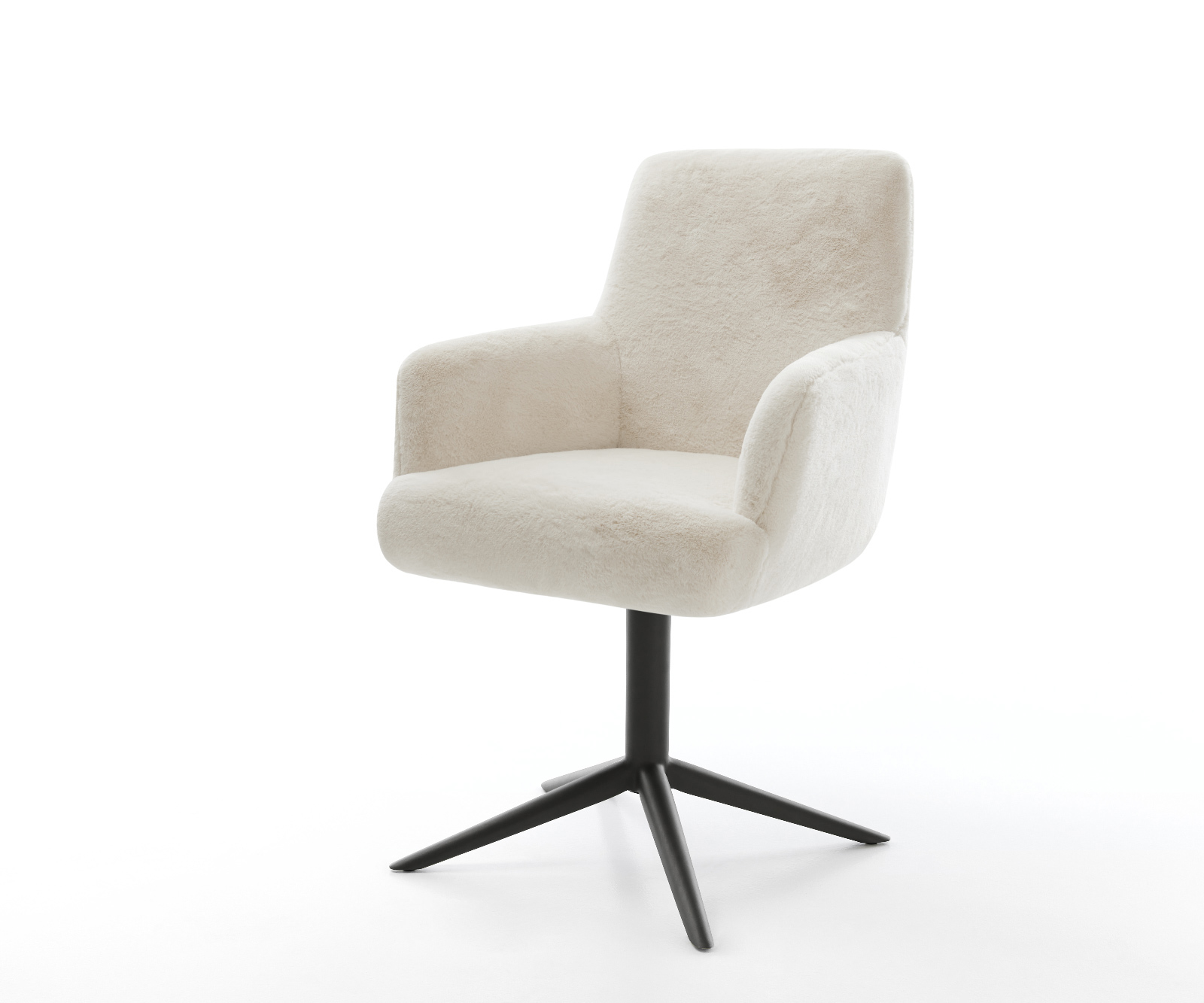 Jedálenská stolička Heira-Flex s opierkami plyšový manšester krémovo biela krížová podstava čierna 360° otočný hojdacia funkcia vrecková pružina