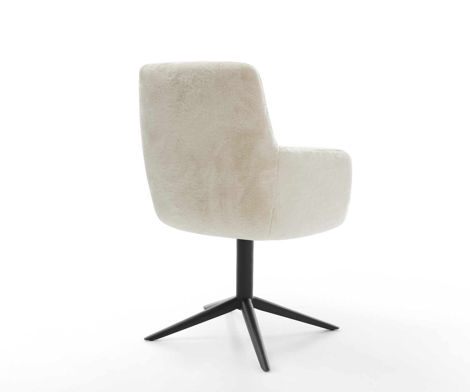 Jedálenská stolička Heira-Flex s opierkami plyšový manšester krémovo biela krížová podstava čierna 360° otočný hojdacia funkcia vrecková pružina - Image 5