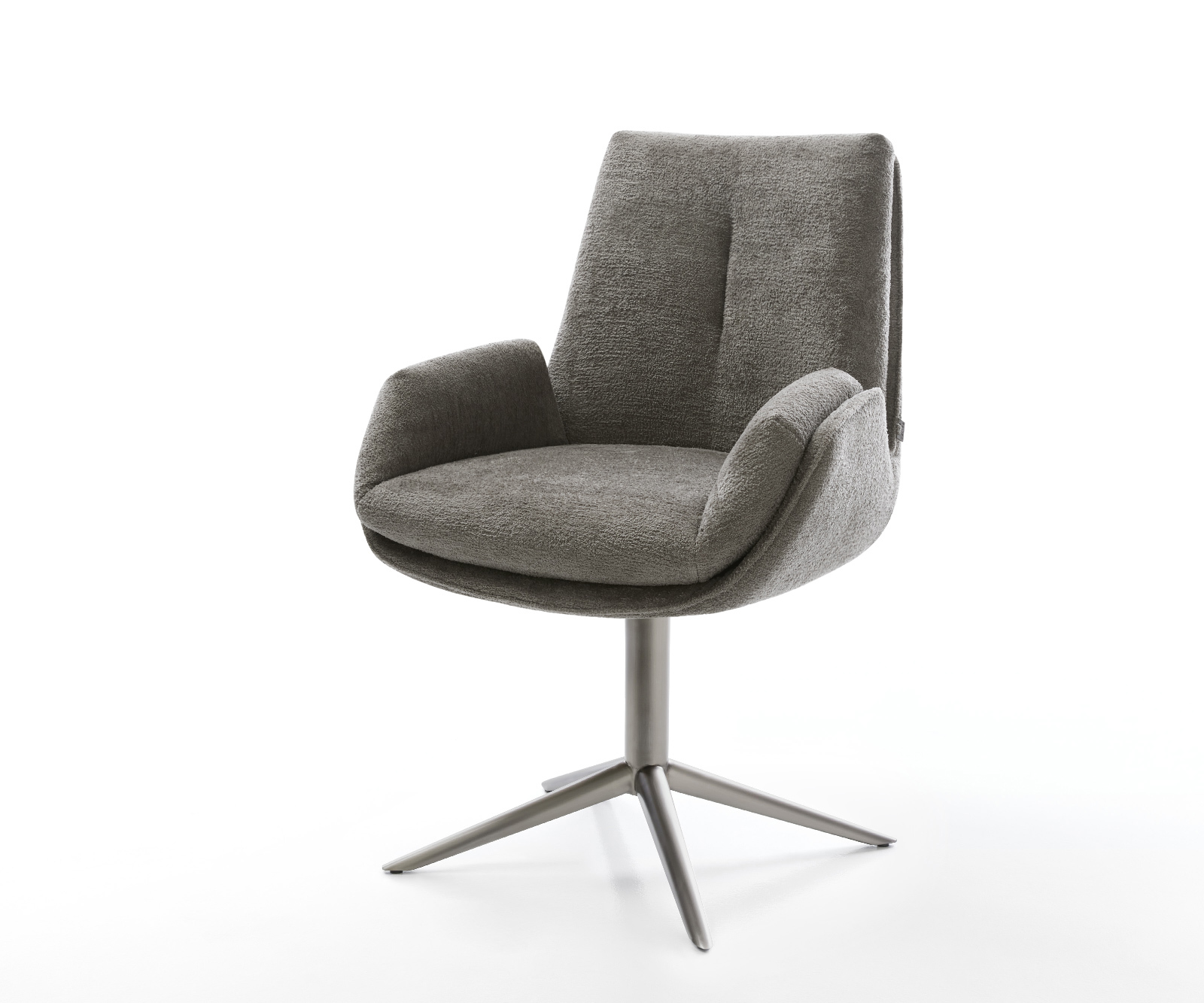 Jedálenská stolička Clea-Flex bouclé mäkký tmavobéžová krížová podstava grafitová 360° otočný hojdacia funkcia