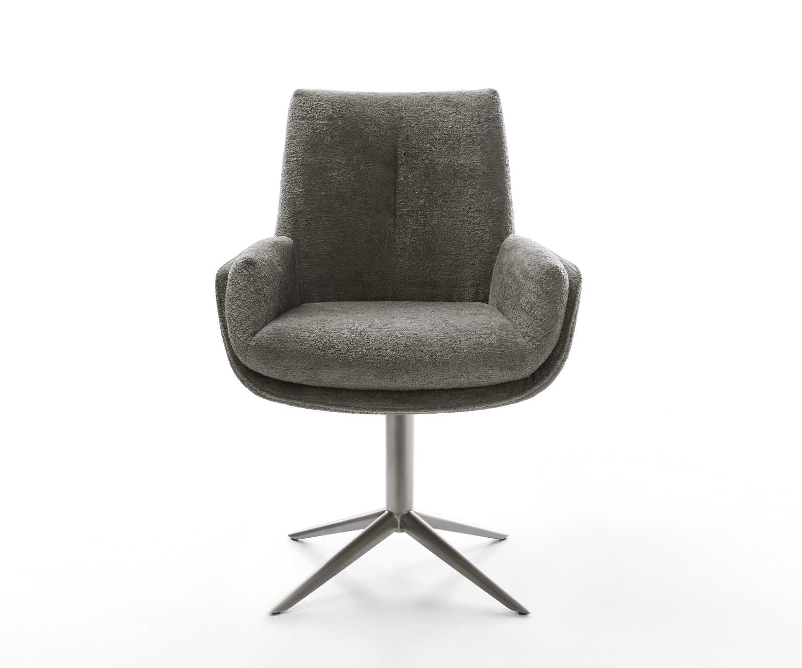 Jedálenská stolička Clea-Flex bouclé mäkký tmavobéžová krížová podstava grafitová 360° otočný hojdacia funkcia - Image 2