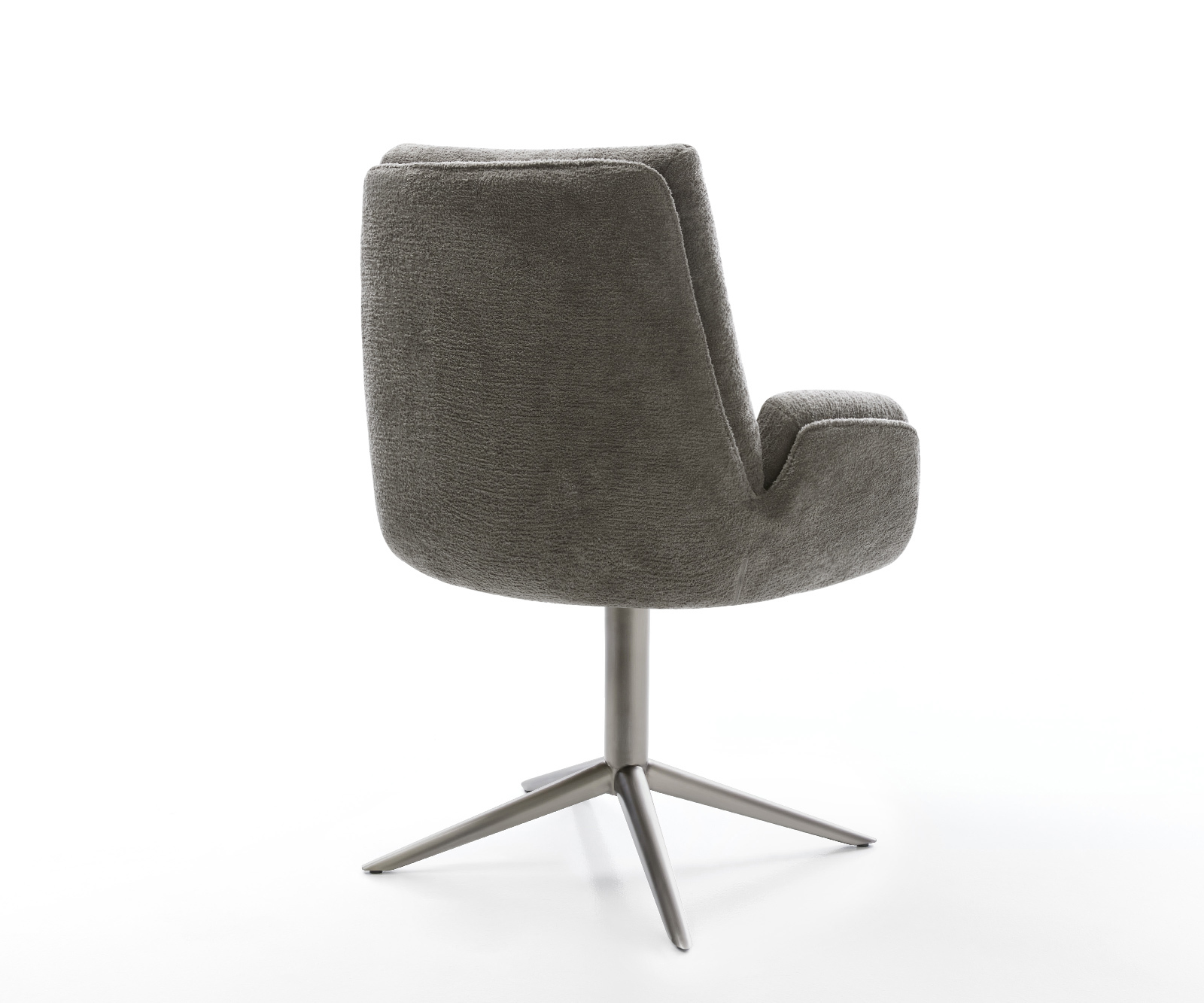 Jedálenská stolička Clea-Flex bouclé mäkký tmavobéžová krížová podstava grafitová 360° otočný hojdacia funkcia - Image 5