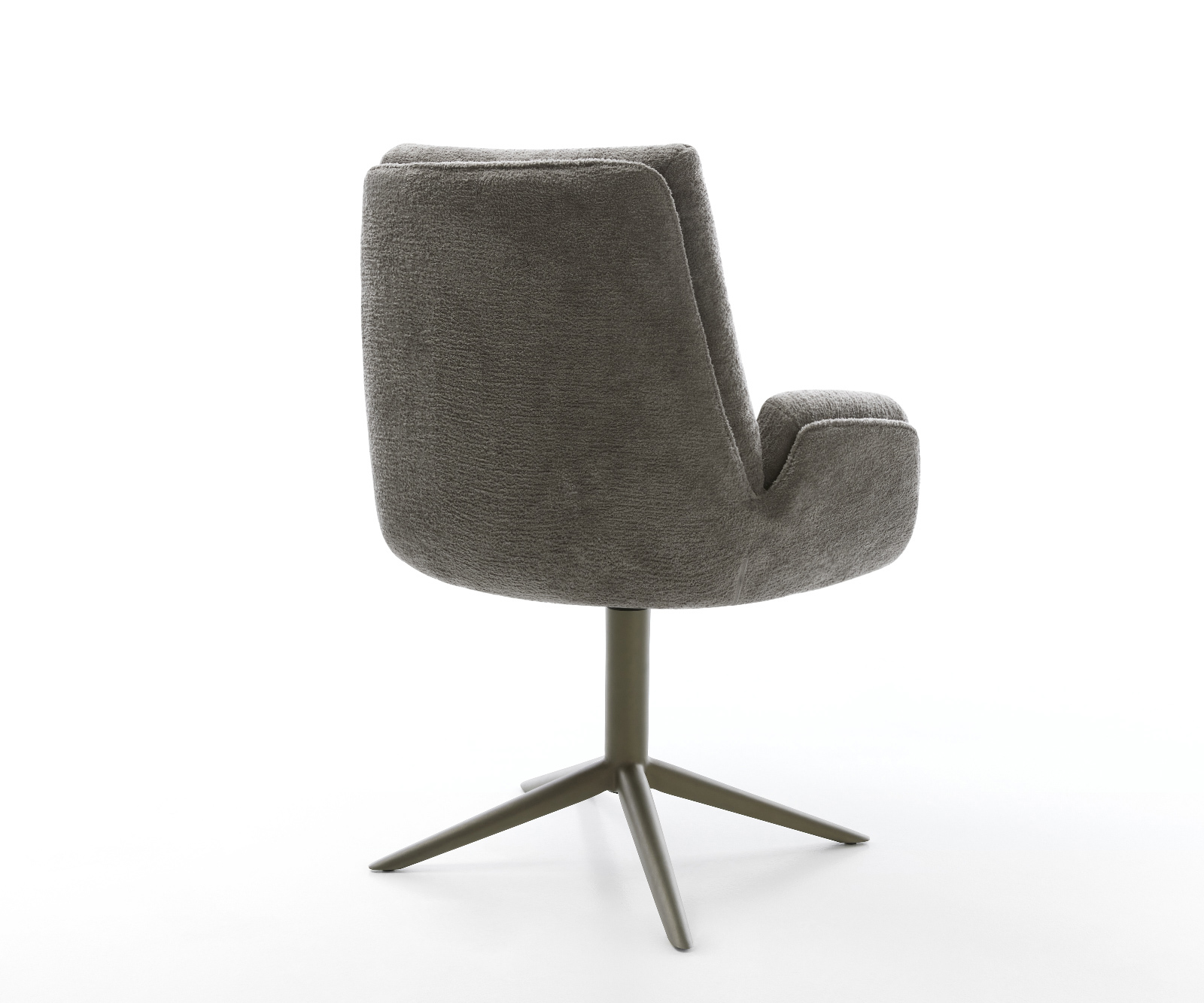 Jedálenská stolička Clea-Flex bouclé mäkký tmavobéžová podstava efektová titánová farba 360° otočný hojdacia funkcia - Image 5