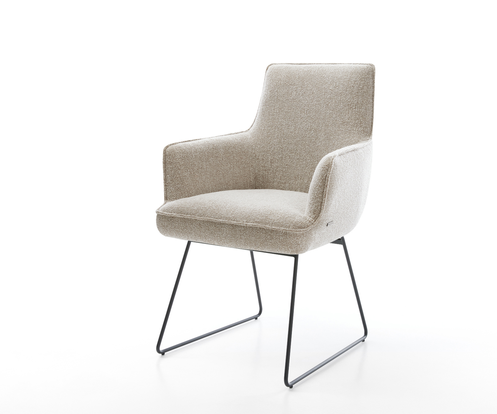 Jedálenská stolička Heira-Flex s opierkami tkanina mäkký béžová tenká podstava čierna vrecková pružina