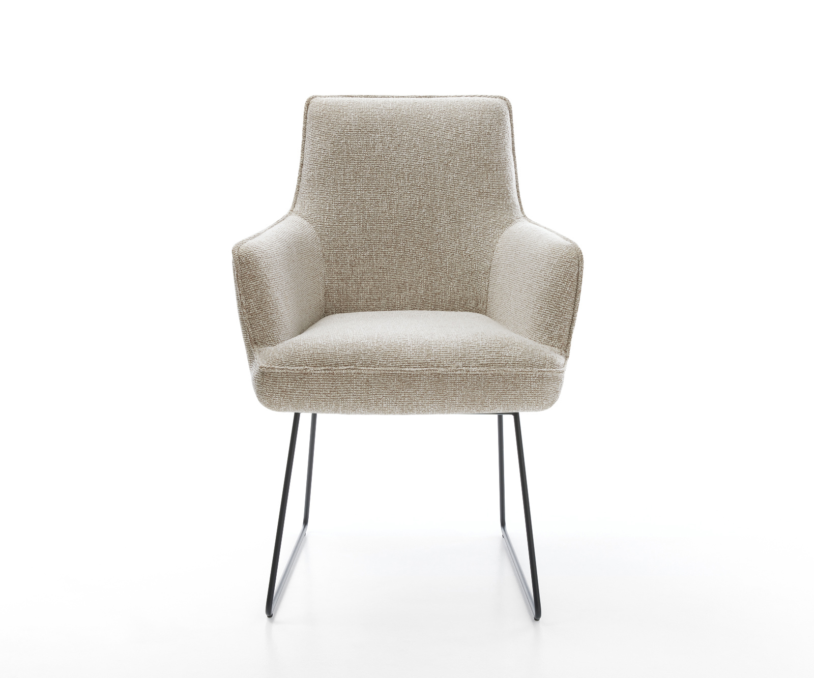 Jedálenská stolička Heira-Flex s opierkami tkanina mäkký béžová tenká podstava čierna vrecková pružina - Image 2