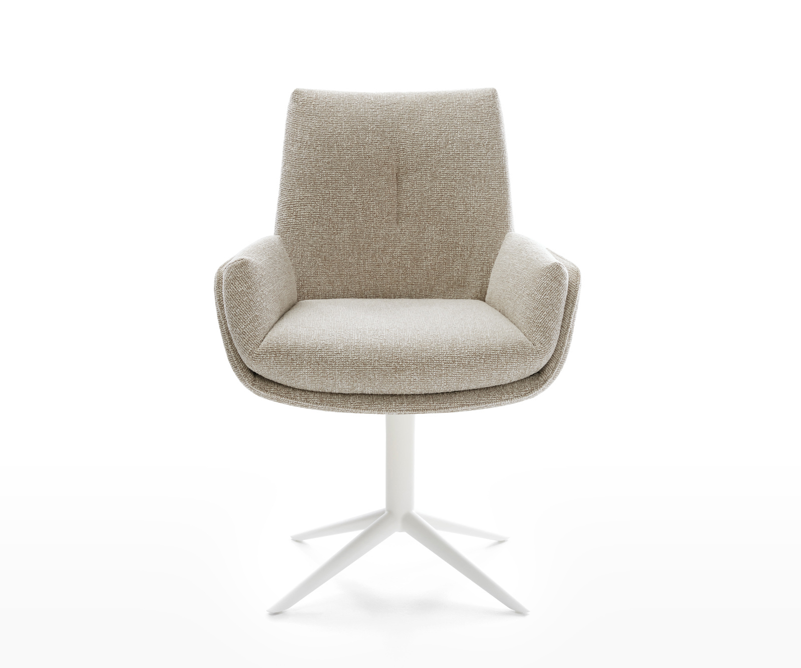 Jedálenská stolička Clea-Flex tkanina mäkký béžová podstava krížová biela 360° otočný hojdacia funkcia - Image 2