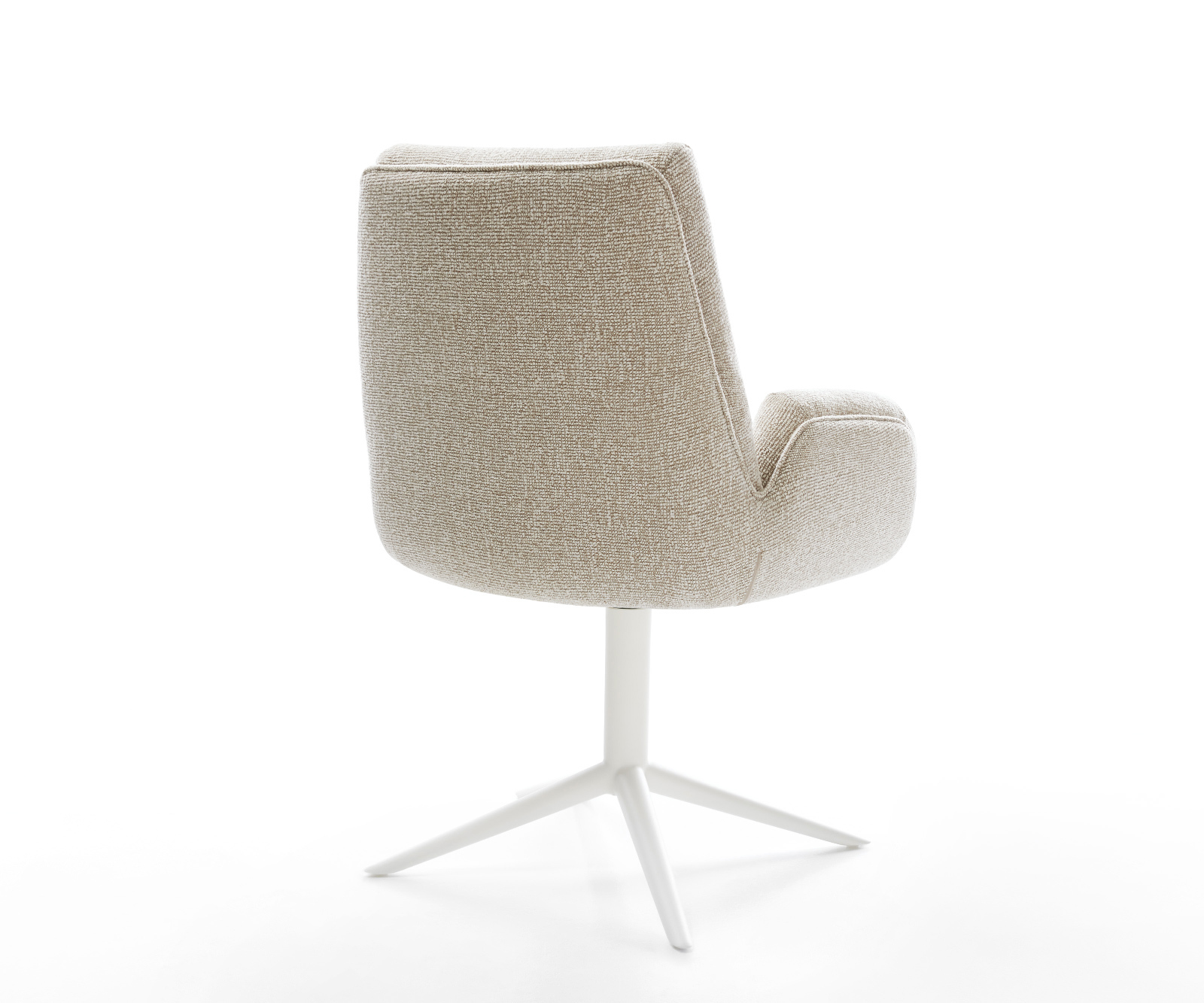 Jedálenská stolička Clea-Flex tkanina mäkký béžová podstava krížová biela 360° otočný hojdacia funkcia - Image 5