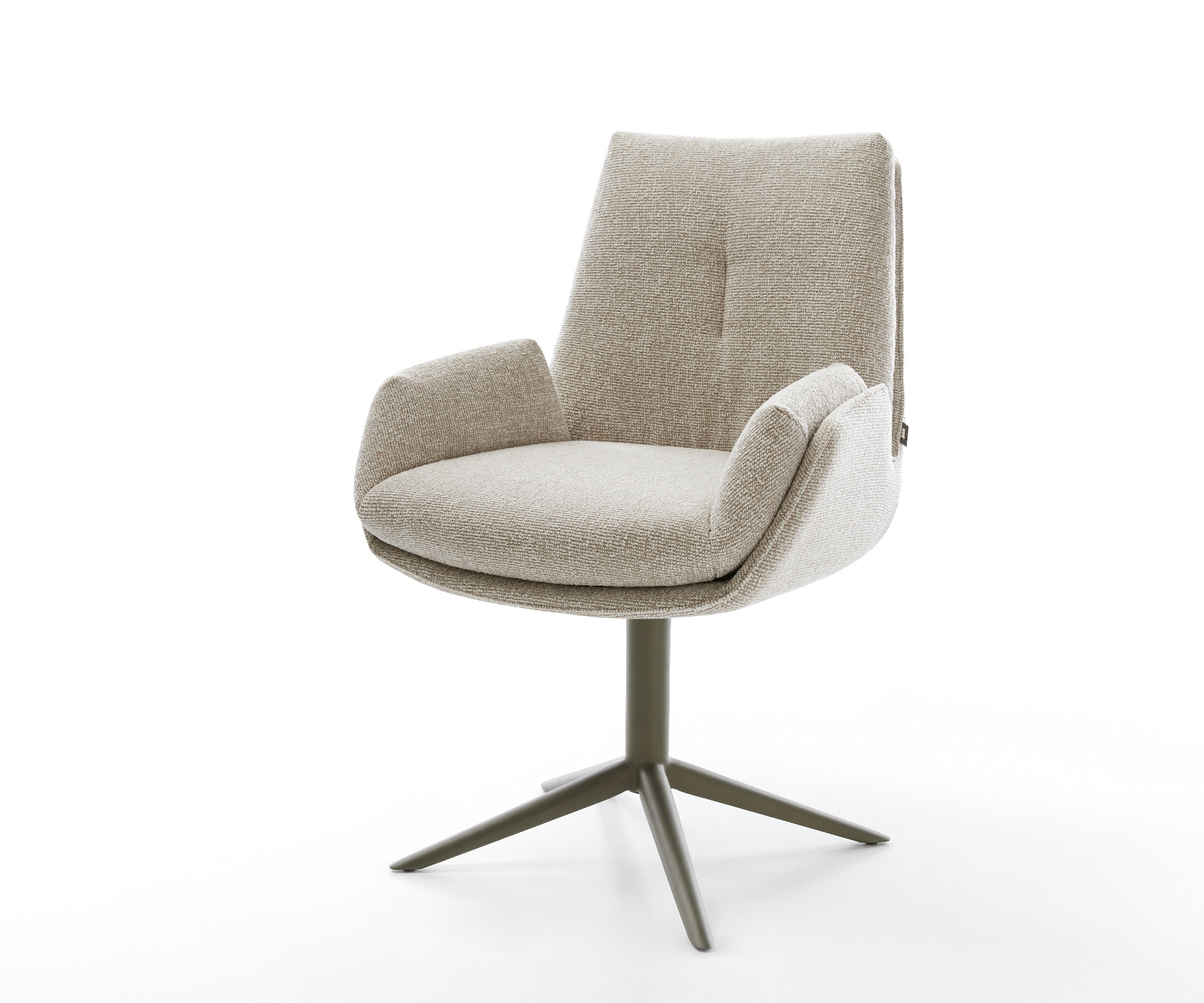 Jedálenská stolička Clea-Flex tkanina mäkký béžová podstava strieborno-šedá titánová farba 360° otočný hojdacia funkcia