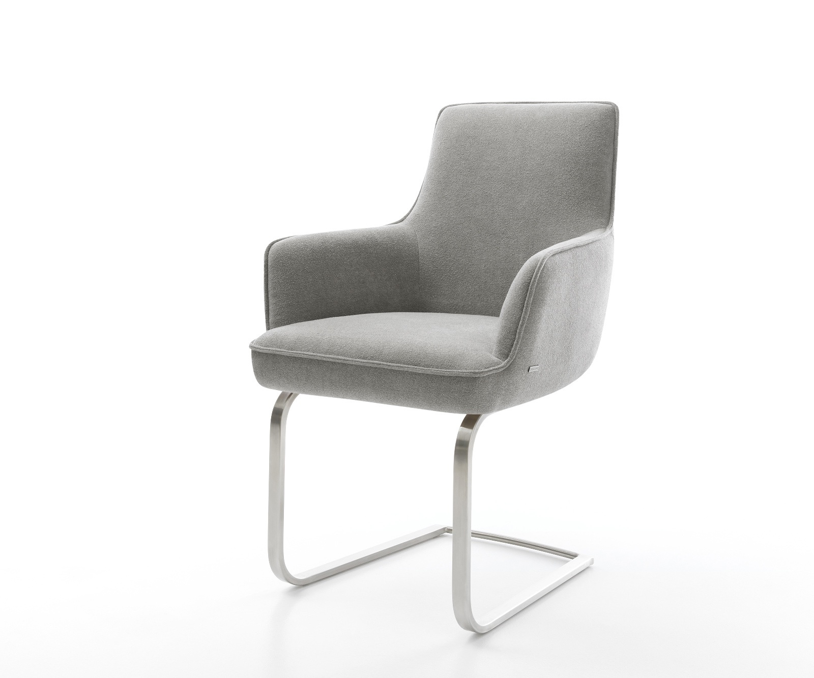 Konzolová jedálenská stolička Heira-Flex s opierkami texturovaná látka mäkký sivá konzolová jedálenská stolička plochá nerezová oceľ vrecková pružina