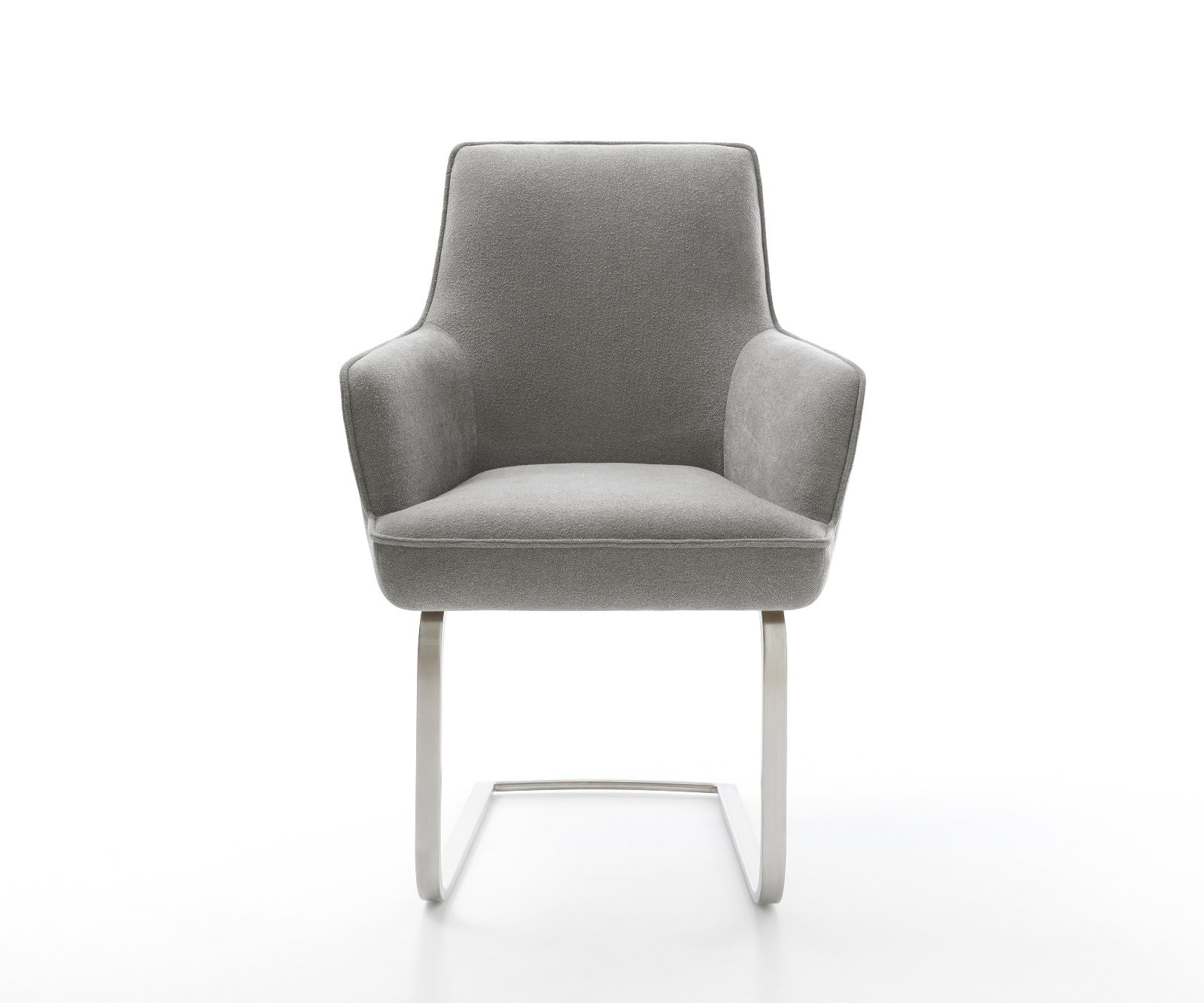 Konzolová jedálenská stolička Heira-Flex s opierkami texturovaná látka mäkký sivá konzolová jedálenská stolička plochá nerezová oceľ vrecková pružina - Image 2