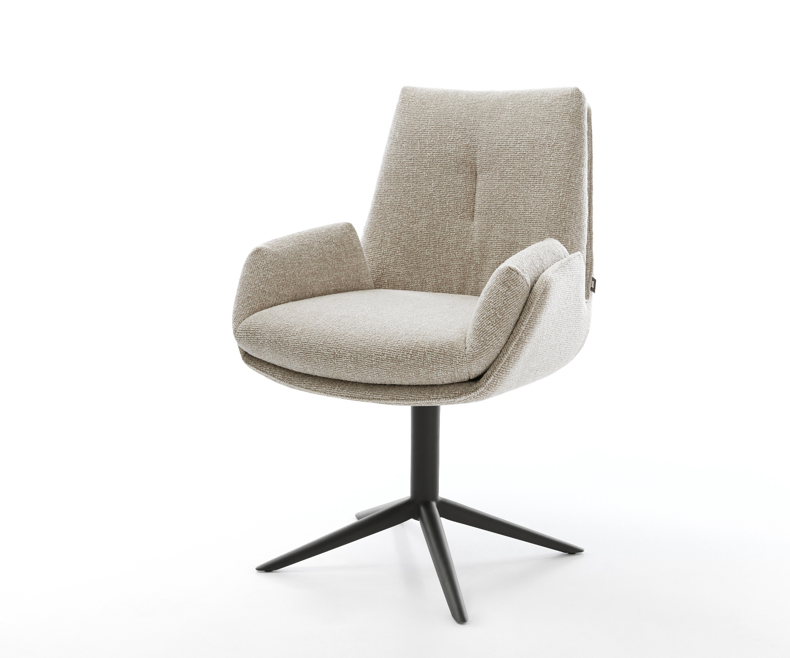 Jedálenská stolička Clea-Flex tkanina mäkký béžová podstava krížová čierna otočný 360° hojdacia funkcia