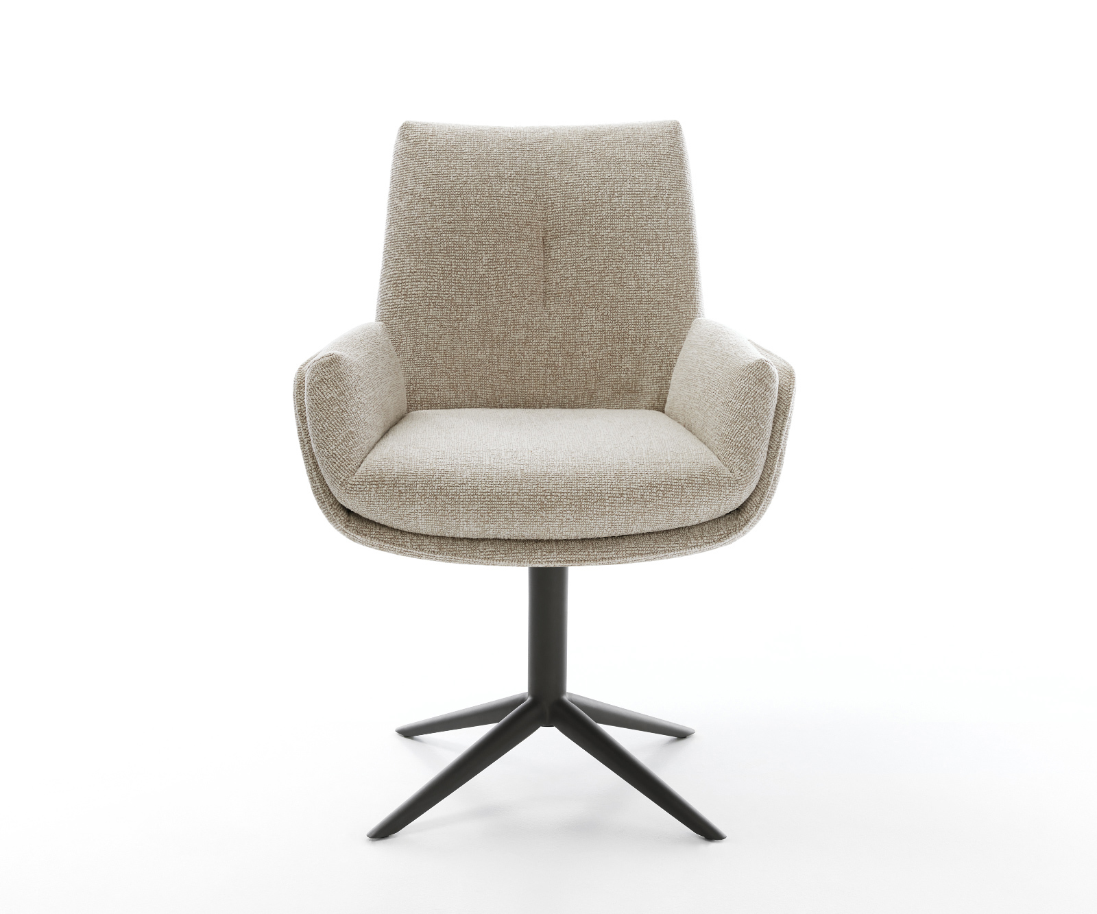 Jedálenská stolička Clea-Flex tkanina mäkký béžová podstava krížová čierna otočný 360° hojdacia funkcia - Image 2