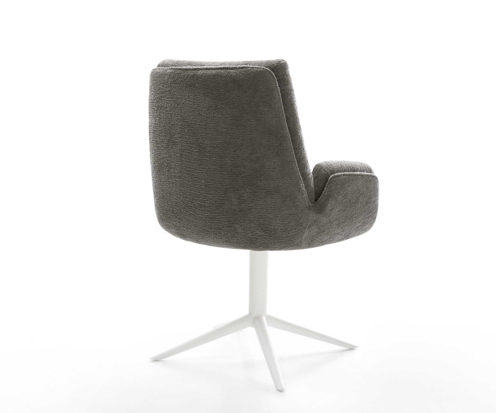 Jedálenská stolička Clea-Flex bouclé mäkký tmavobéžová krížová podstava biela 360° otočný hojdacia funkcia - Image 5