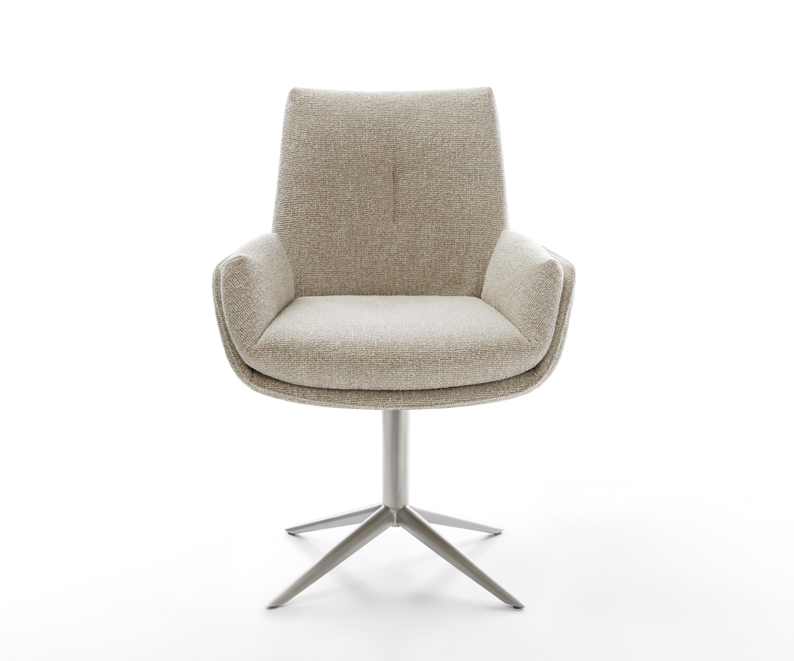 Jedálenská stolička Clea-Flex tkanina mäkká béžová podstava nerezová oceľ 360° otočný hojdacia funkcia - Image 2