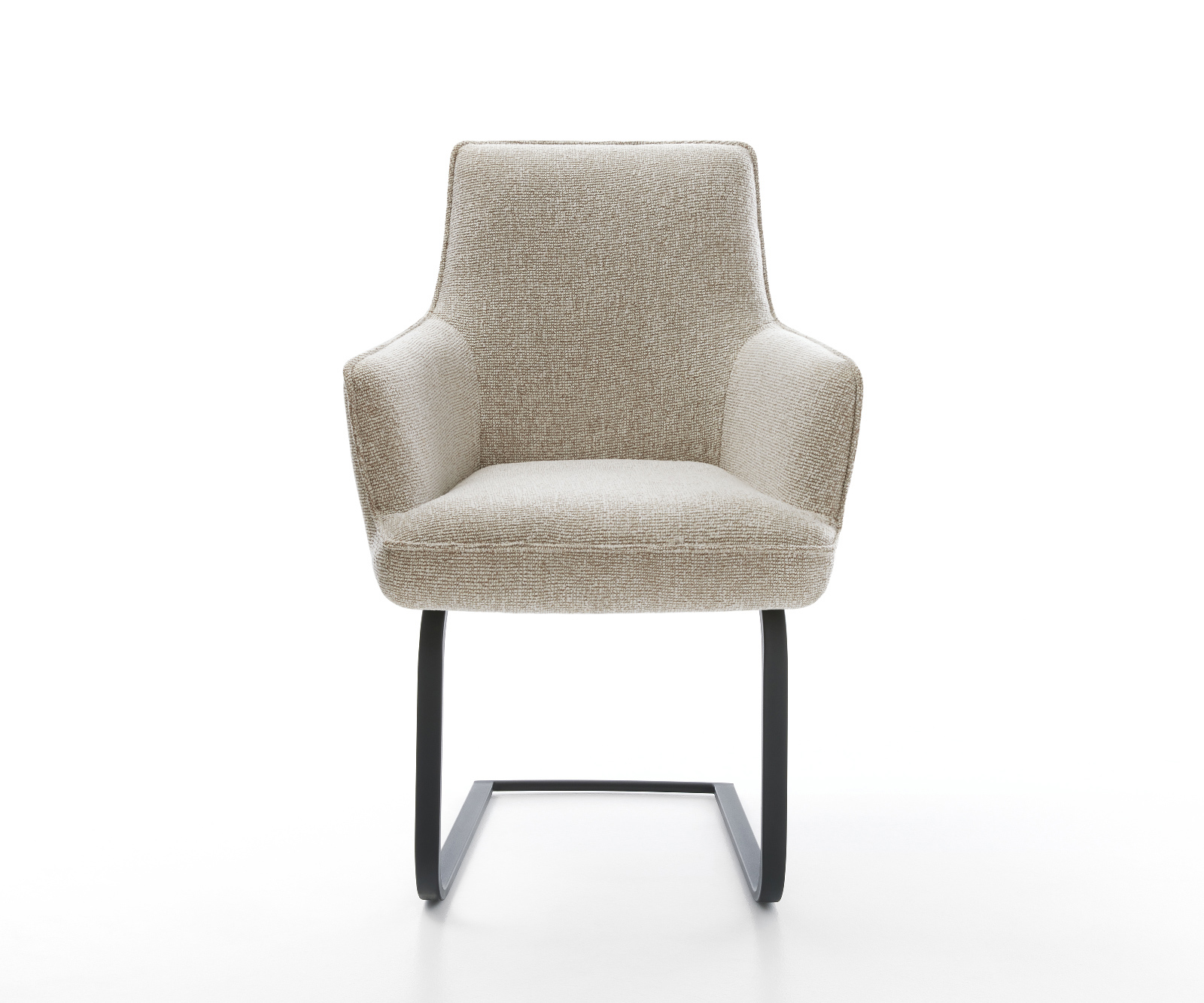 Konzolová jedálenská stolička Heira-Flex s opierkami tkanina mäkká béžová konzolová jedálenská stolička plochá čierna vrecková pružina - Image 2