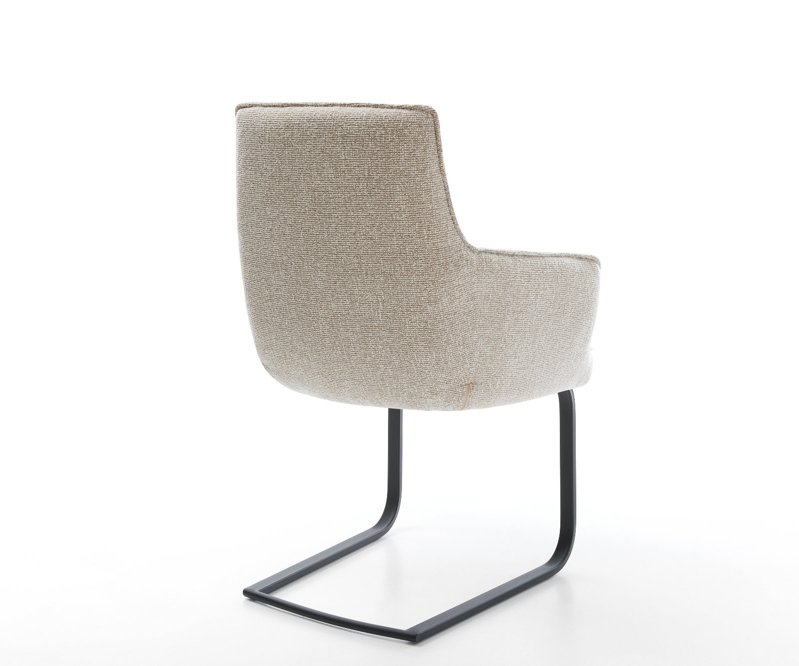 Konzolová jedálenská stolička Heira-Flex s opierkami tkanina mäkká béžová konzolová jedálenská stolička plochá čierna vrecková pružina - Image 5