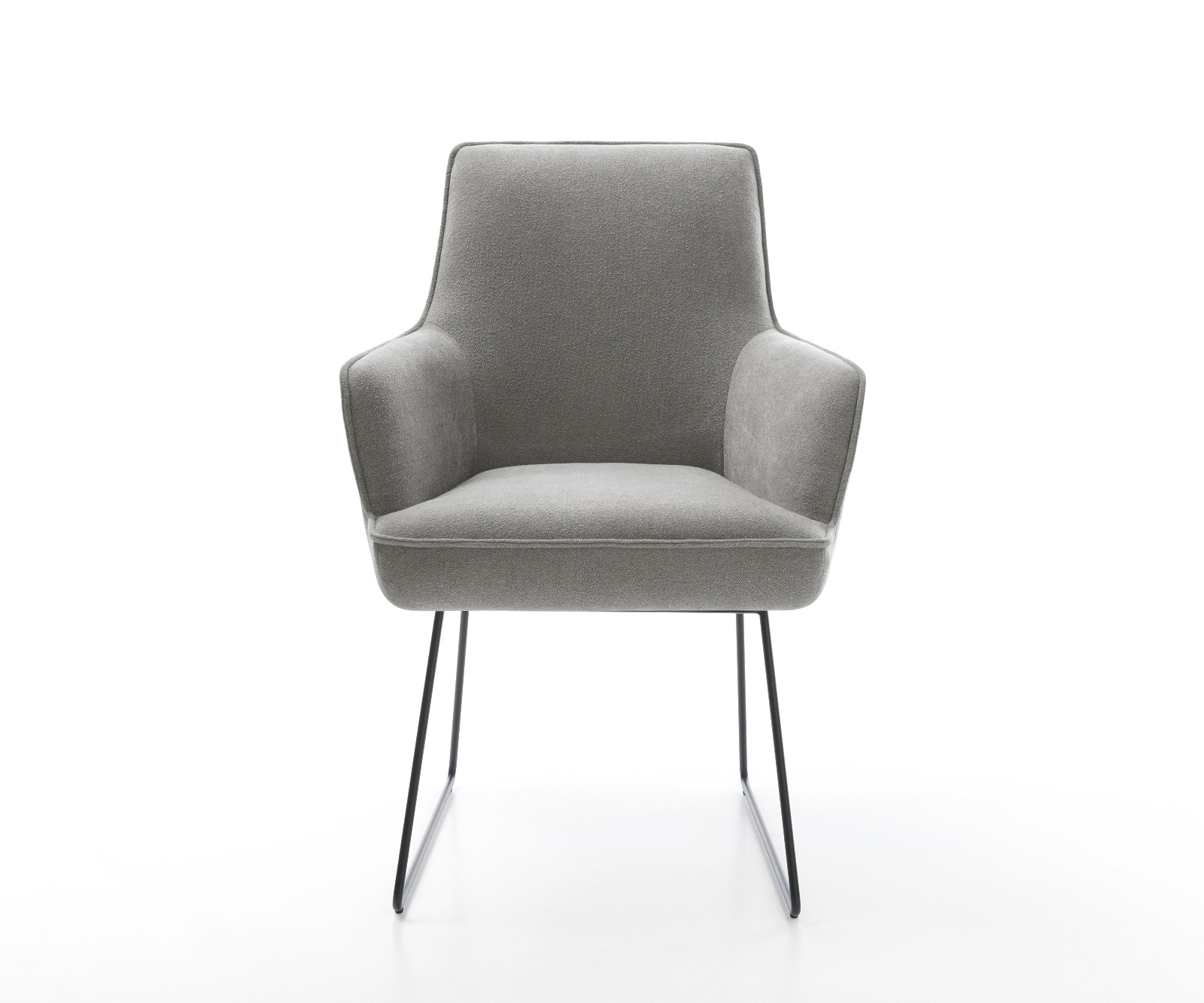 Jedálenská stolička Heira-Flex s opierkami texturovaná látka mäkký sivá tenká podstava čierna vrecková pružina - Image 2