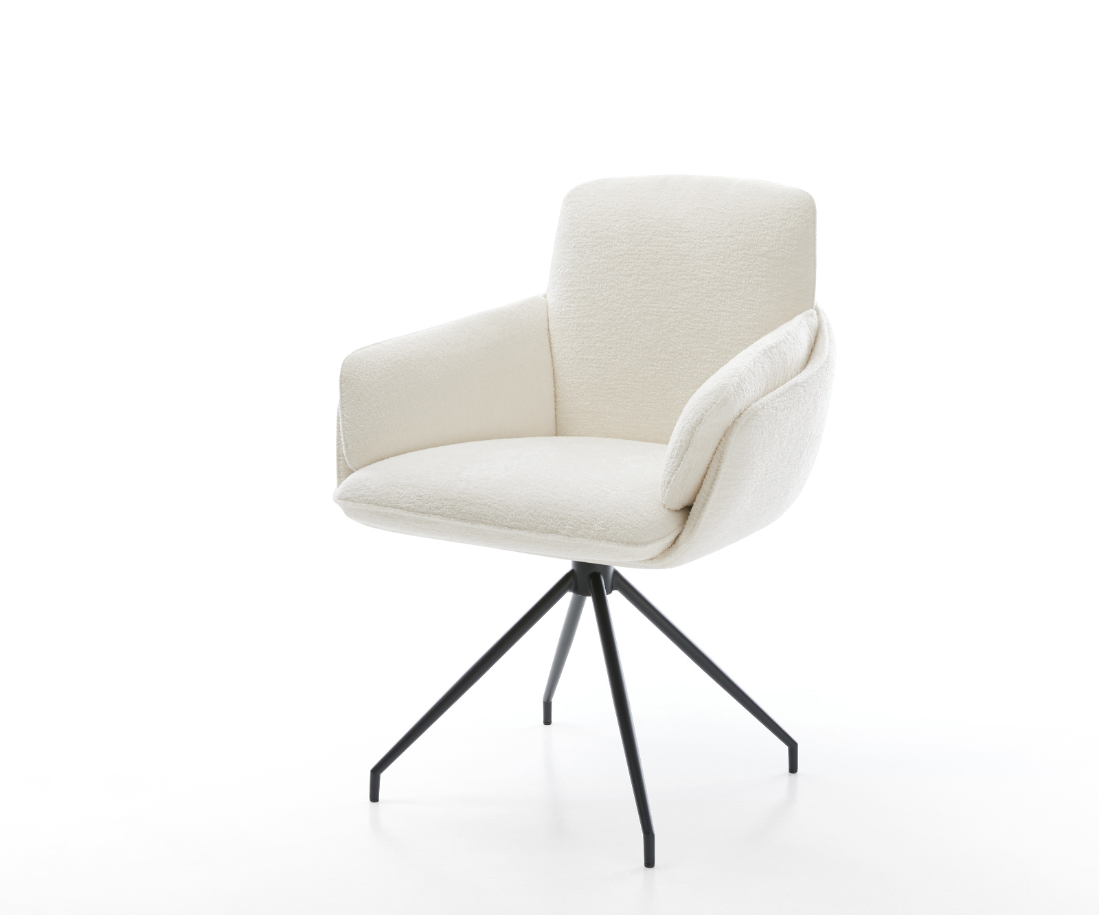 Jedálenská stolička Luan-Flex s opierkami bouclé mäkký béžová krížová podstava zúžená čierna