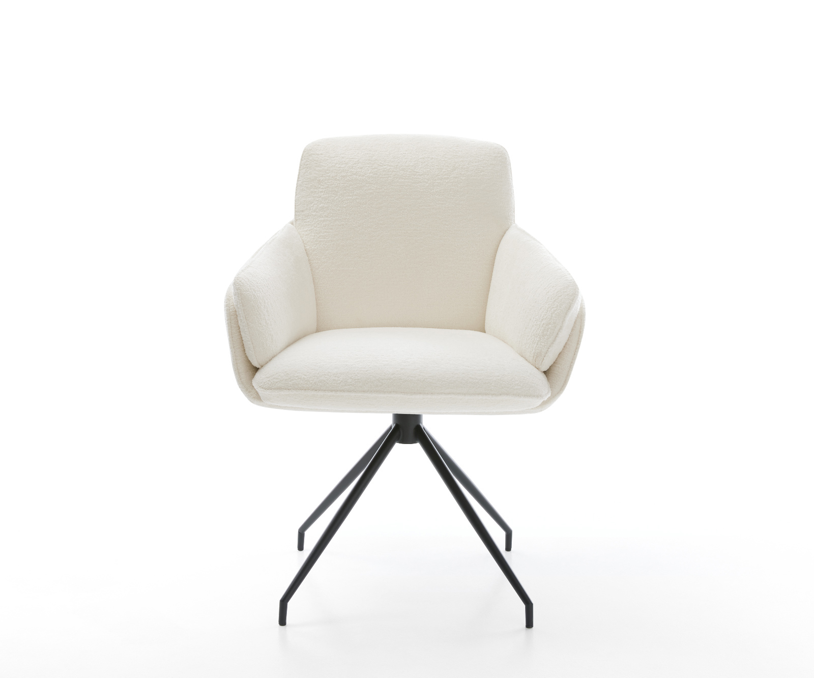 Jedálenská stolička Luan-Flex s opierkami bouclé mäkký béžová krížová podstava zúžená čierna - Image 2