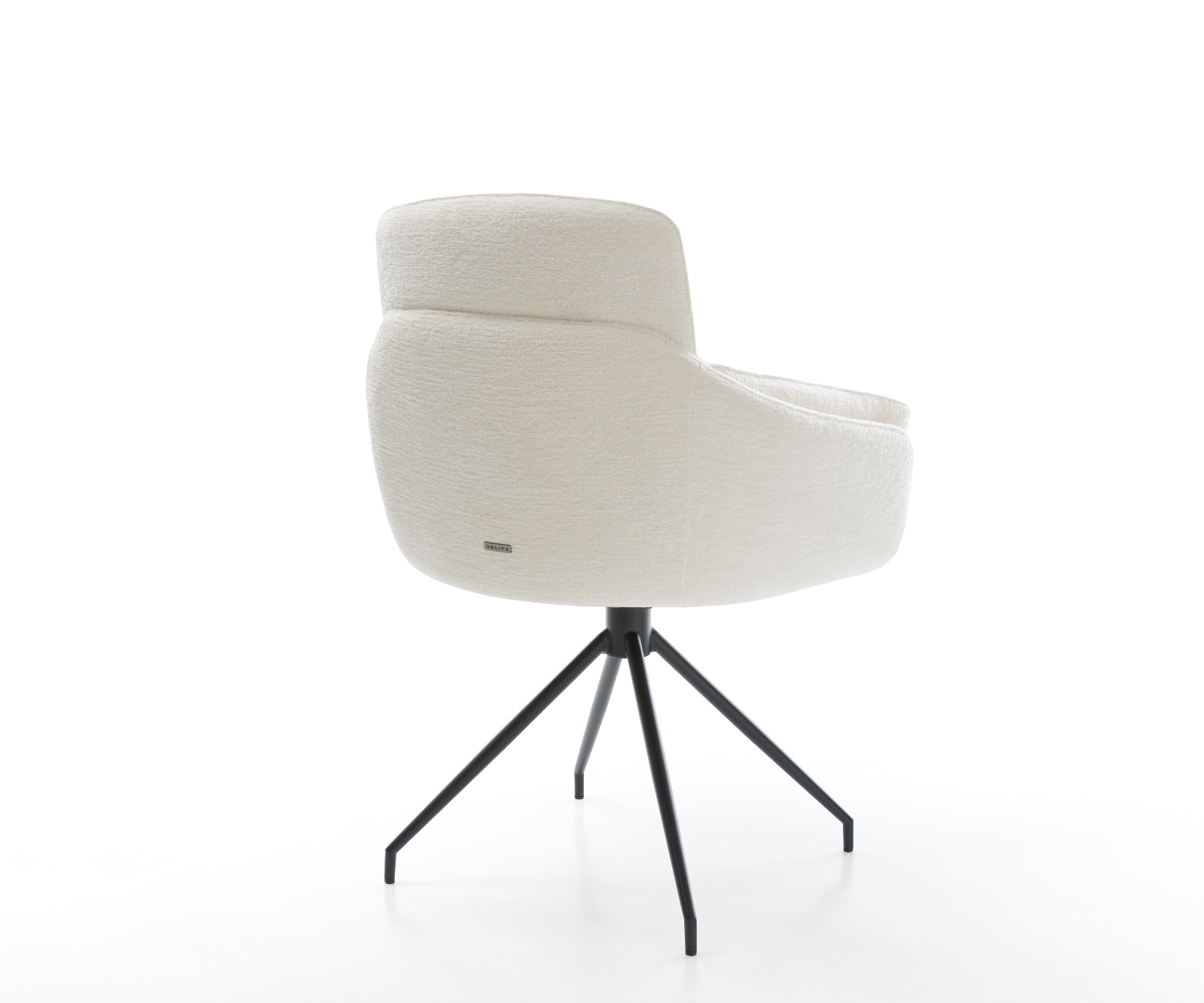 Jedálenská stolička Luan-Flex s opierkami bouclé mäkký béžová krížová podstava zúžená čierna - Image 5